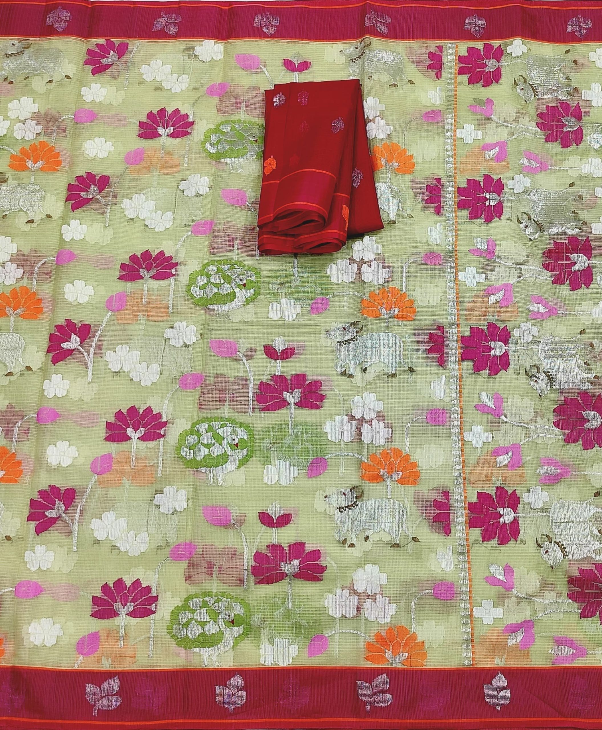 PURE ALL OVER JAAL ZARIKOTA HANDLOOM SAREE WITH BLOUSE_J565 - Image 3