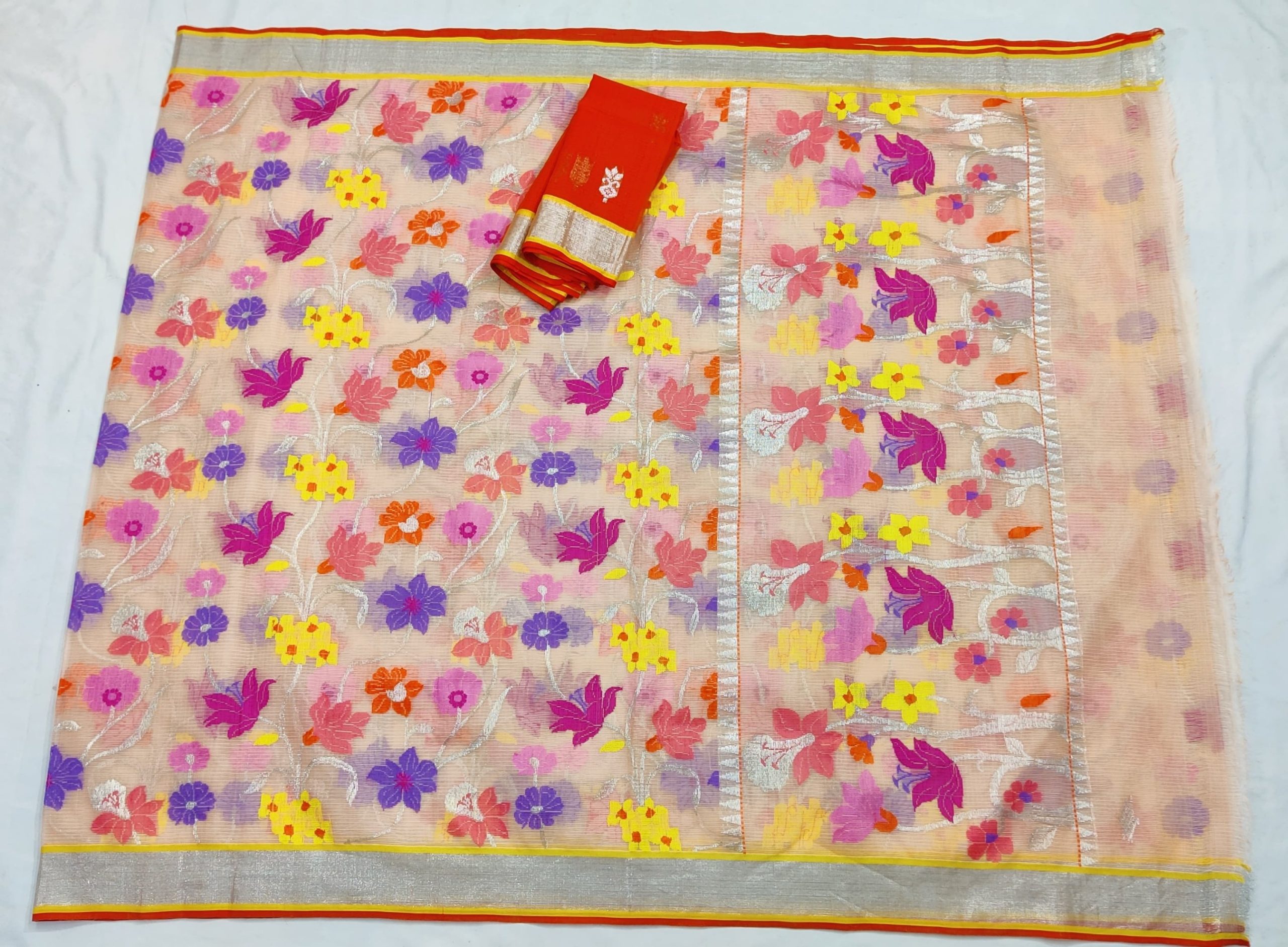PURE ALL OVER JAAL ZARIKOTA HANDLOOM SAREE WITH BLOUSE_J564 - Image 4