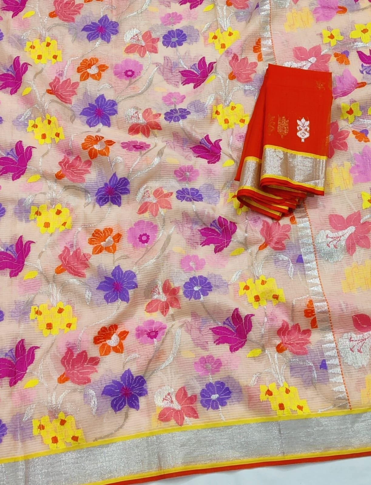 PURE ALL OVER JAAL ZARIKOTA HANDLOOM SAREE WITH BLOUSE_J564 - Image 2