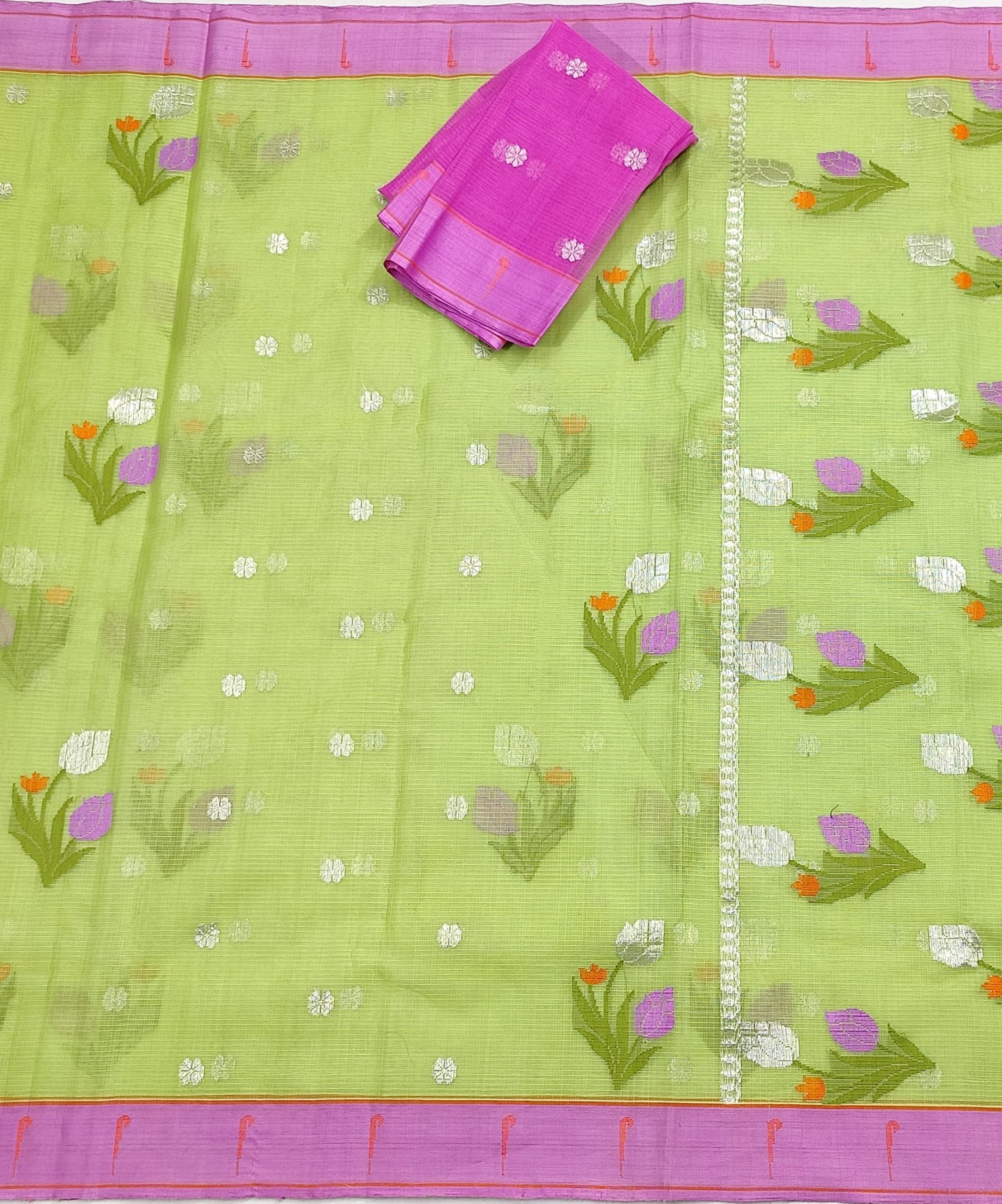 PURE ZARIKOTA HANDLOOM BUTA SAREE WITH BLOUSE B1766 - Image 3