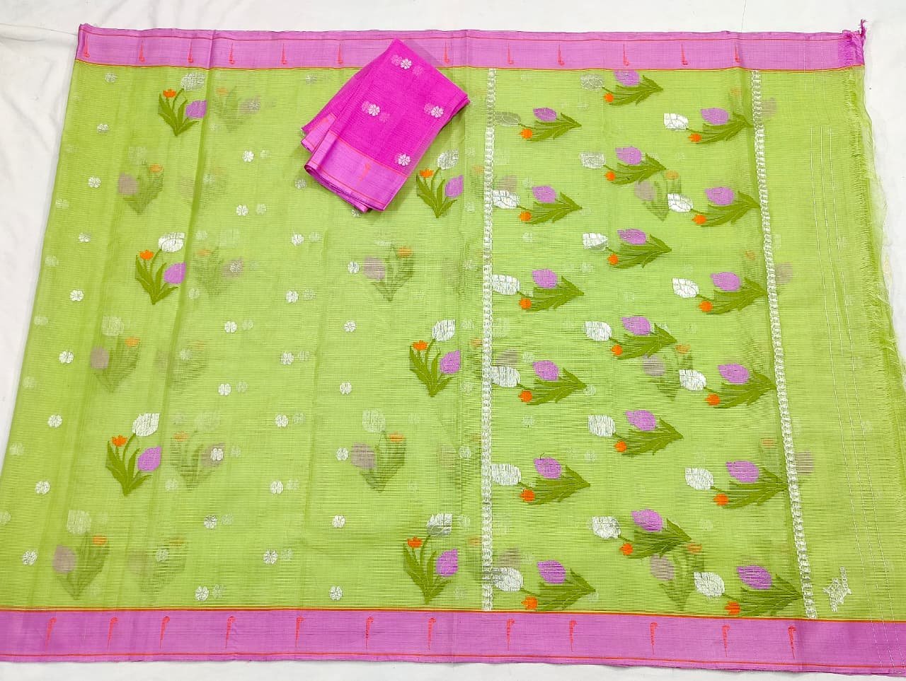 PURE ZARIKOTA HANDLOOM BUTA SAREE WITH BLOUSE B1766 - Image 4