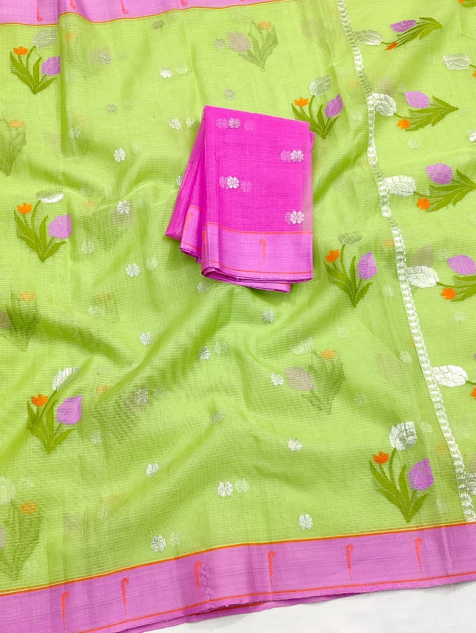 PURE ZARIKOTA HANDLOOM BUTA SAREE WITH BLOUSE B1766 - Image 2