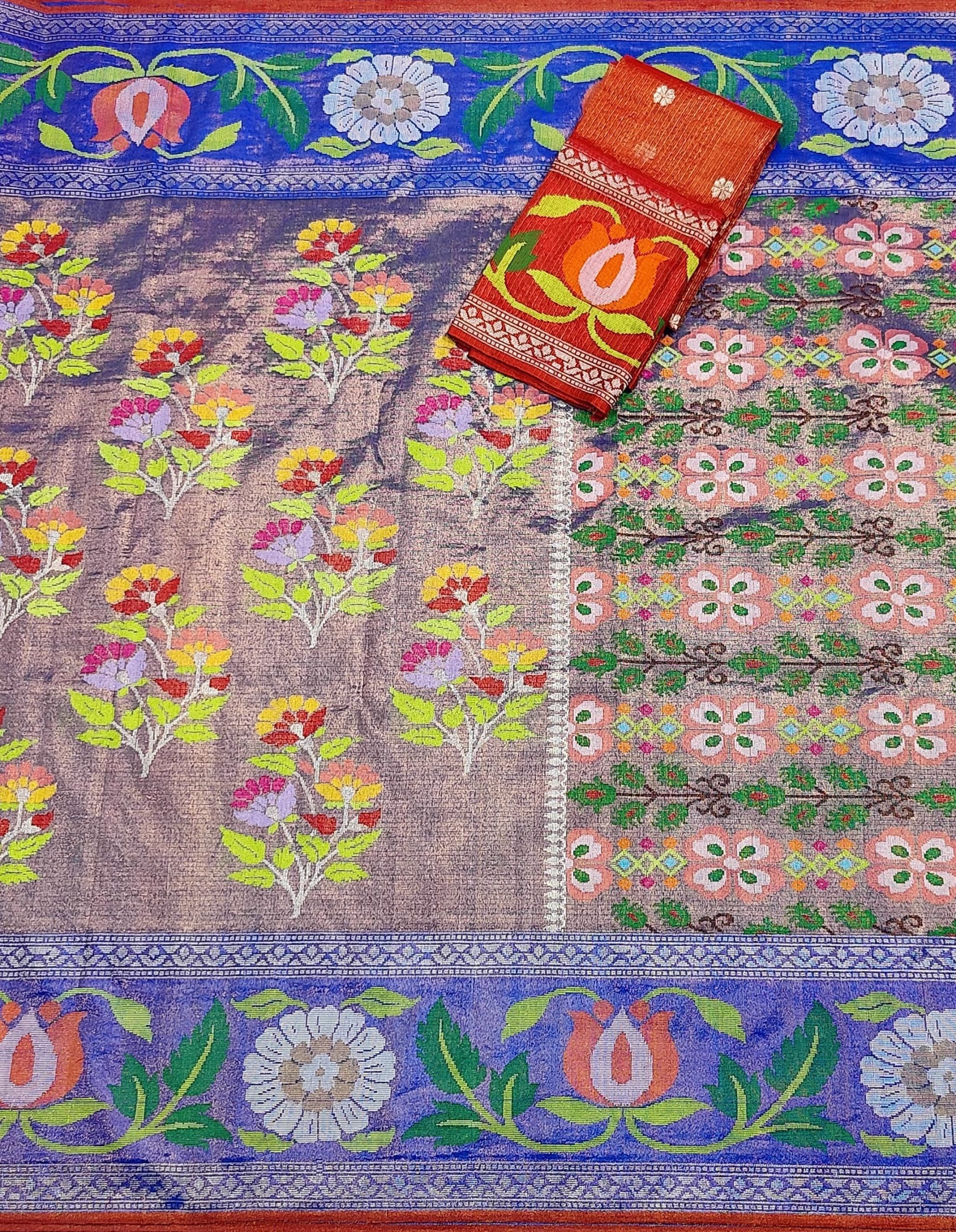 PURE GOLD DUBBLE TISSUE ALL OVER JAAL BOTH SIDE PAITHANI BORDER ZARIKOTA HANDLOOM SAREE_T-392 - Image 3