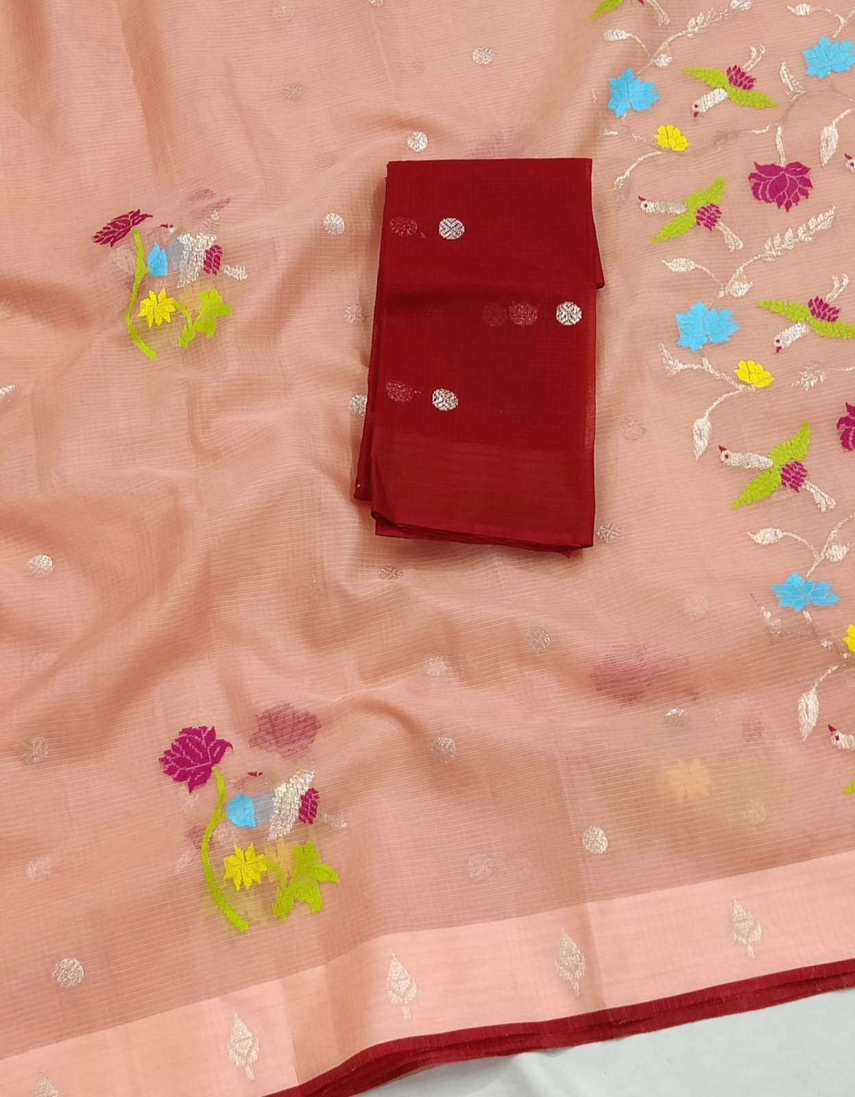 PURE ZARIKOTA HANDLOOM BUTA SAREE WITH BLOUSE B1730 - Image 2