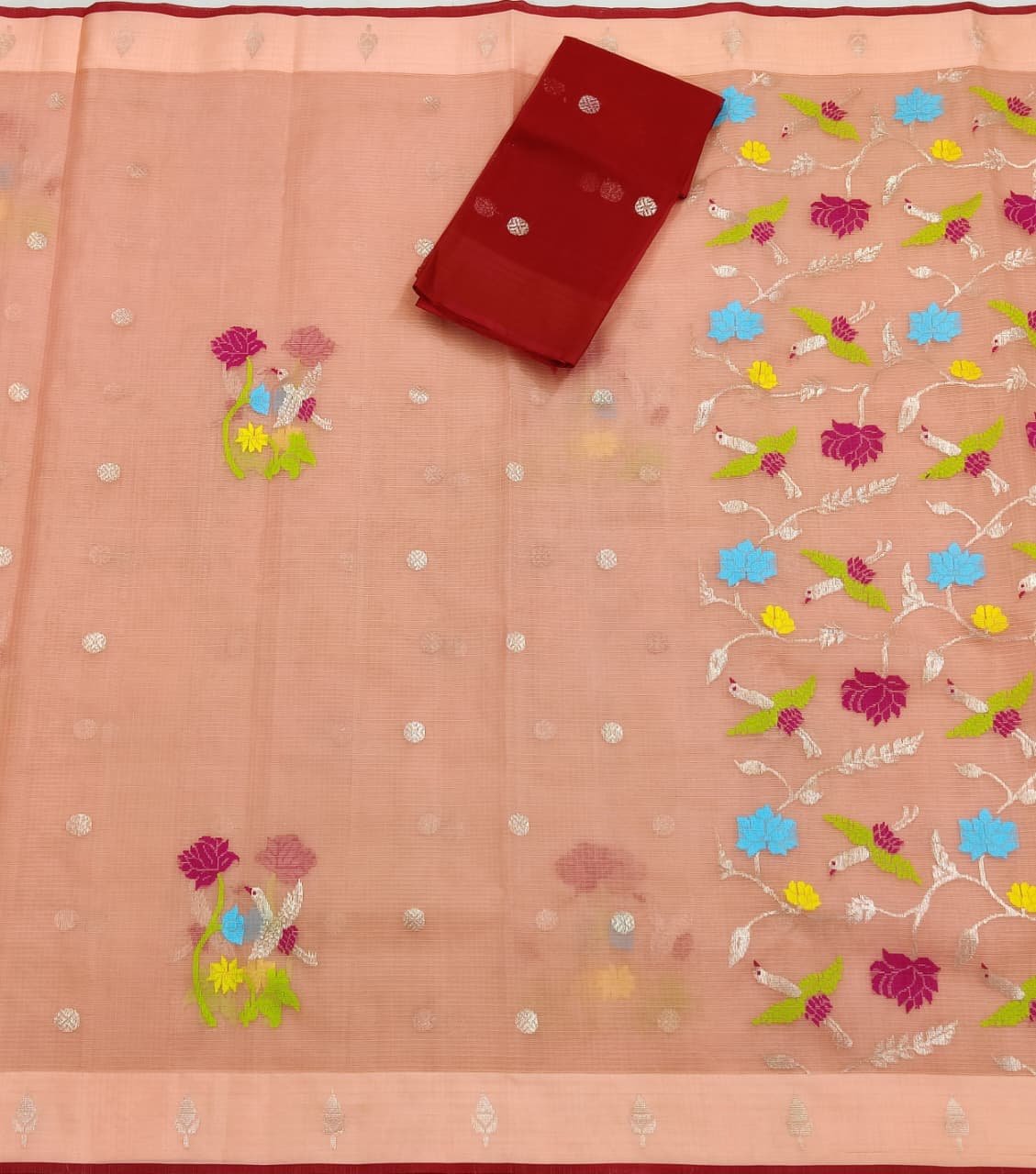 PURE ZARIKOTA HANDLOOM BUTA SAREE WITH BLOUSE B1730 - Image 3