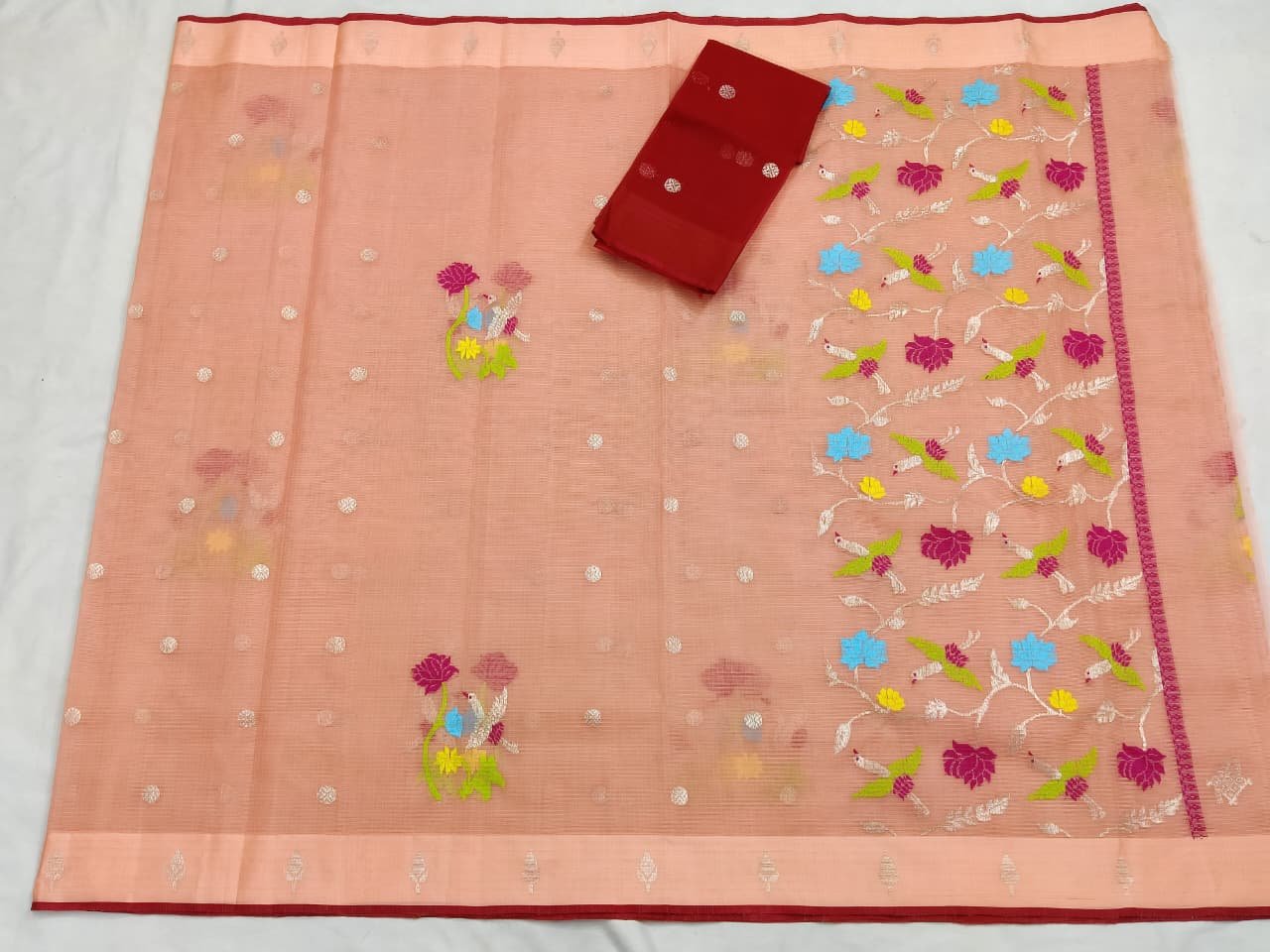 PURE ZARIKOTA HANDLOOM BUTA SAREE WITH BLOUSE B1730 - Image 4