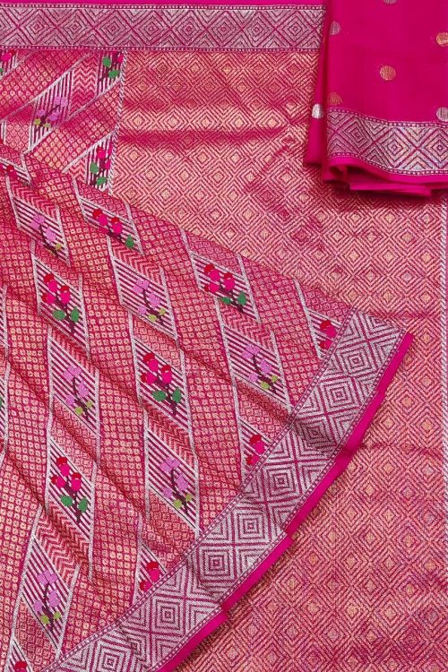 PURE ZAMAWAR WITH BOTH SIDE KANCHI BORDER ZARIKOTA HANDLOOM SAREE_Z58