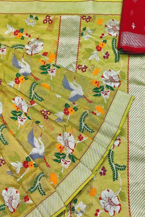 PURE GOLD TISSUE ALL OVER JAAL ZARIKOTA HANDLOOM SAREE WITH BLOUSE_T-253