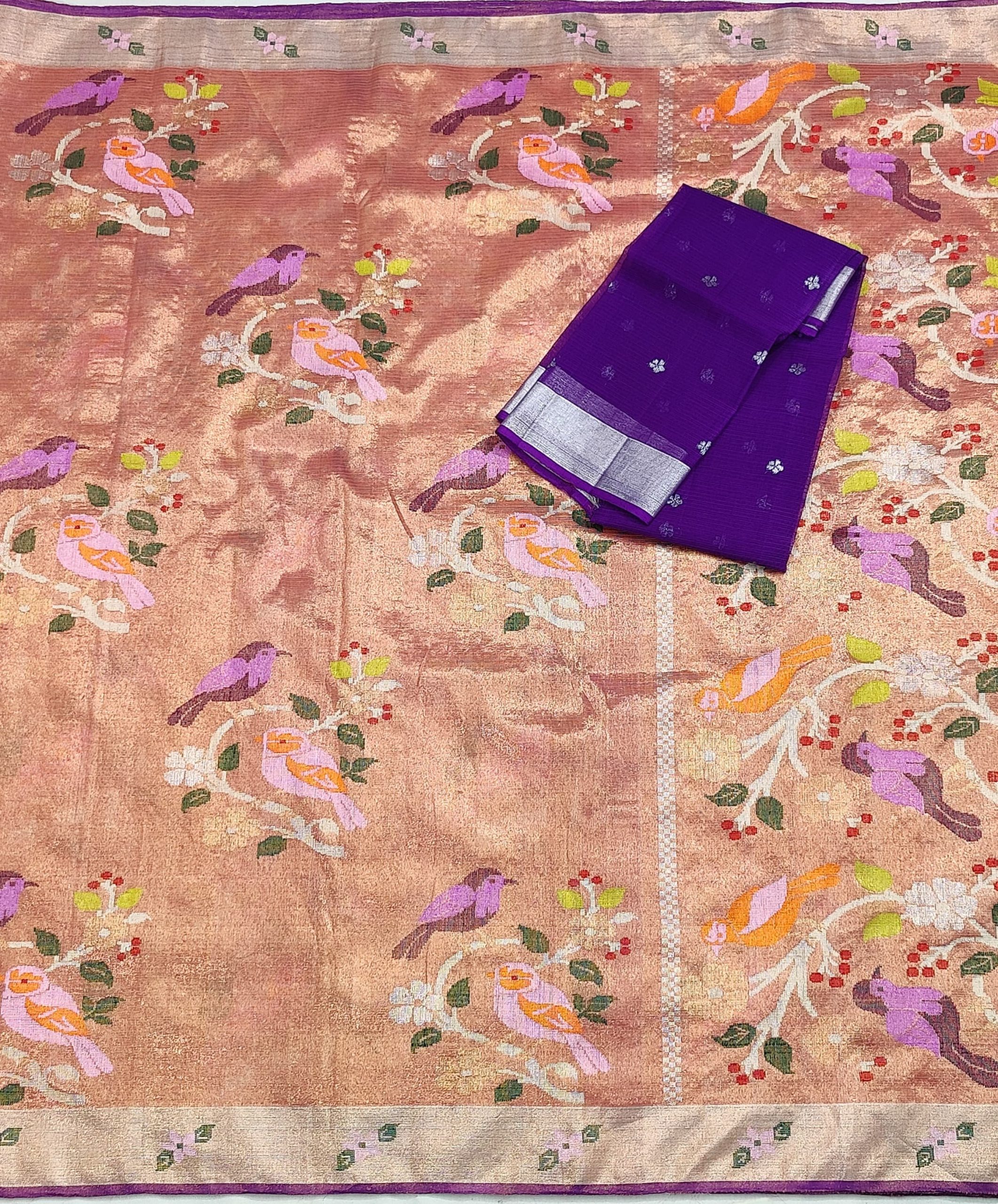 PURE GOLD DUBBLE TISSUE BIG BUTTAS ZARIKOTA HANDLOOM SAREE_T-377 - Image 3