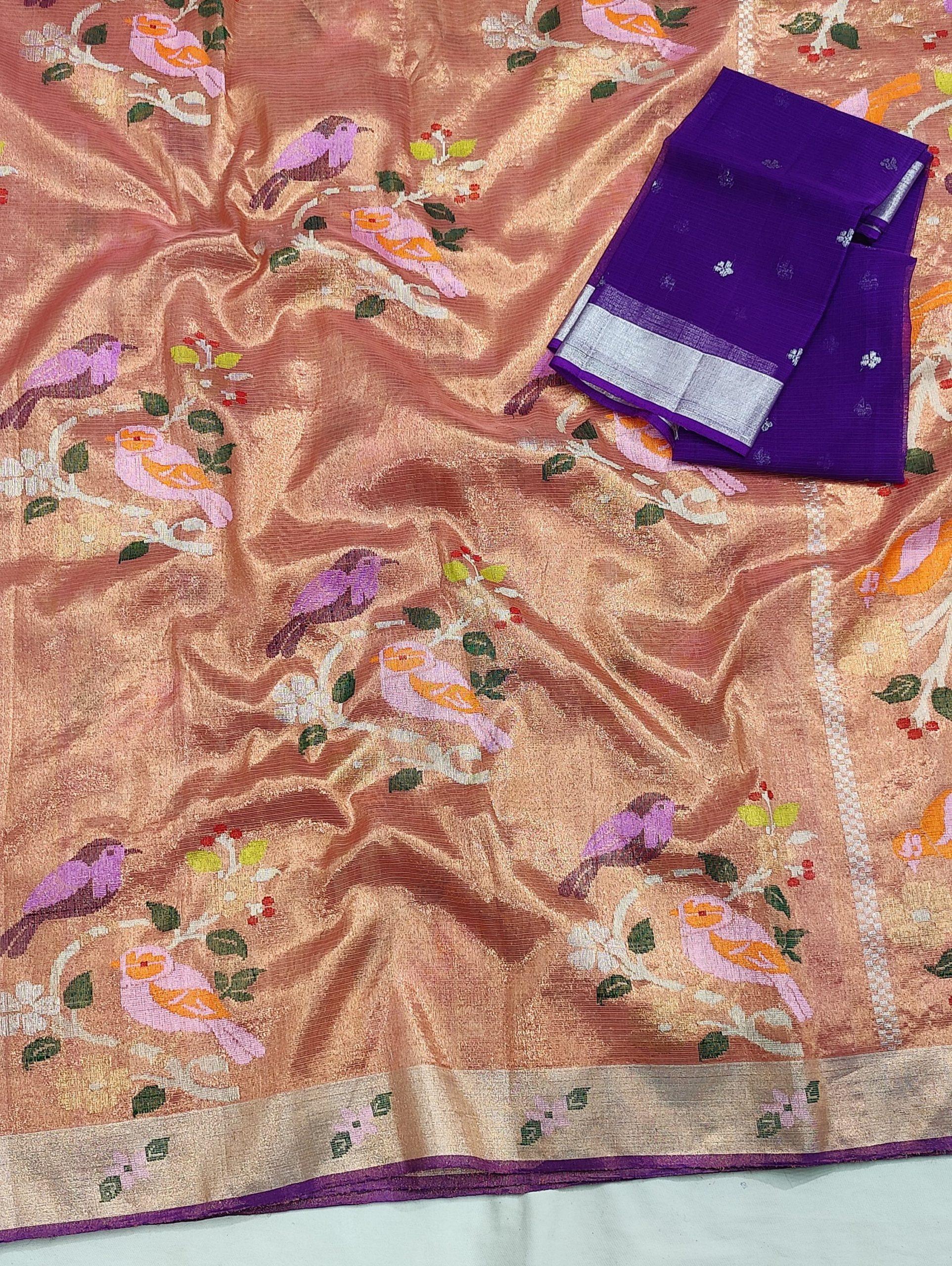 PURE GOLD DUBBLE TISSUE BIG BUTTAS ZARIKOTA HANDLOOM SAREE_T-377 - Image 2