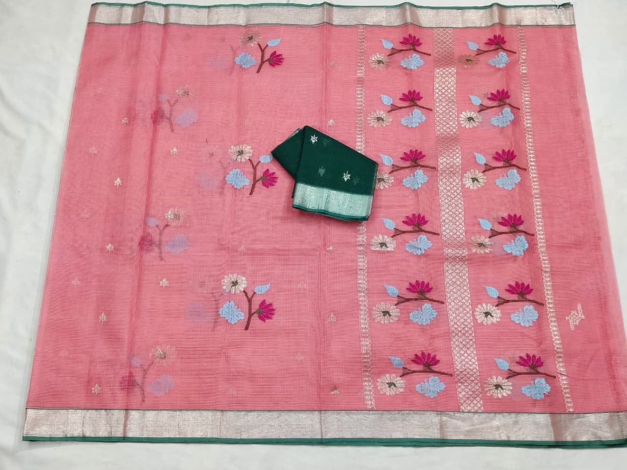 PURE ZARIKOTA HANDLOOM BUTA SAREE WITH BLOUSE B1734 - Image 4