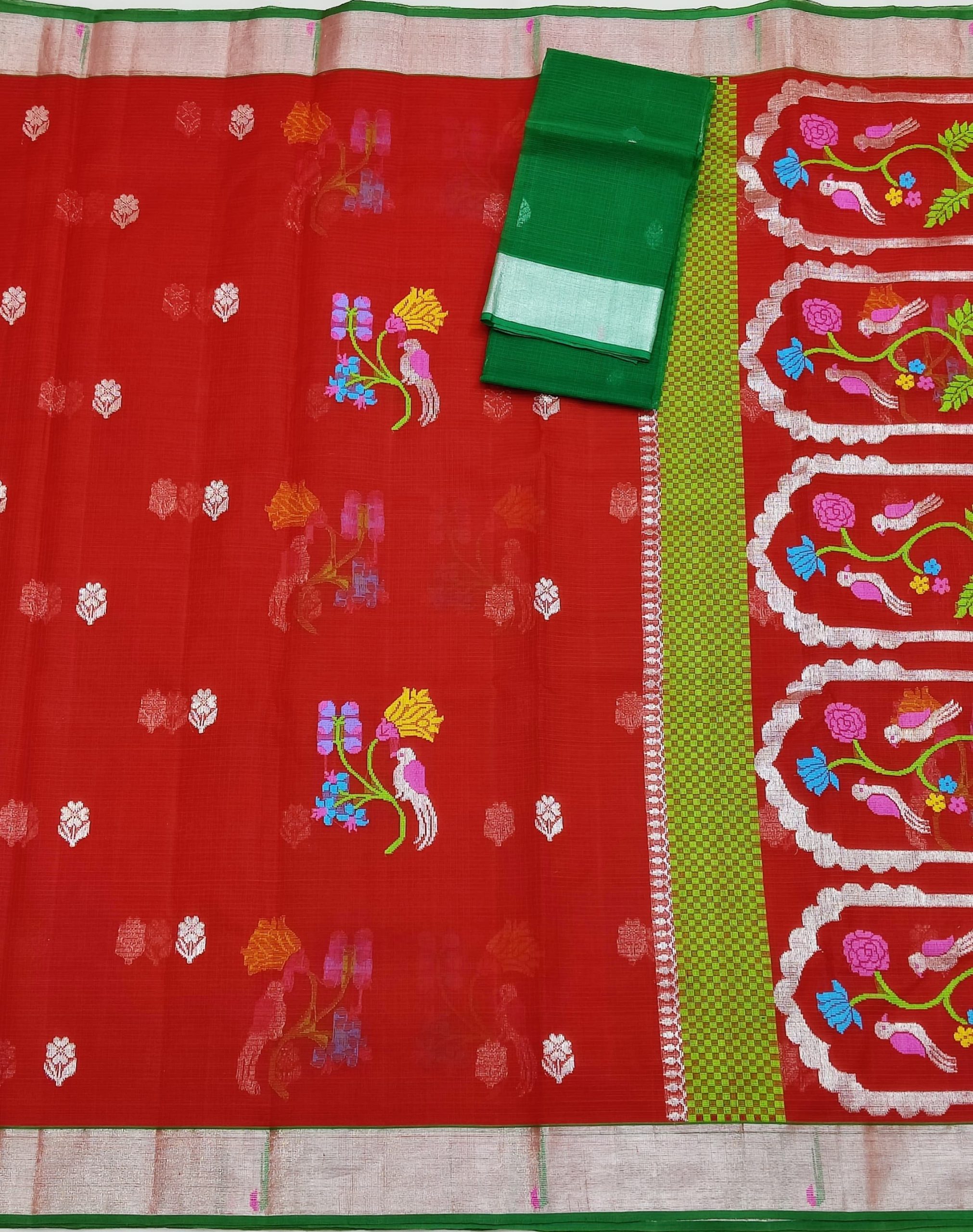 PURE ZARIKOTA HANDLOOM BUTA SAREE WITH BLOUSE B1736 - Image 3
