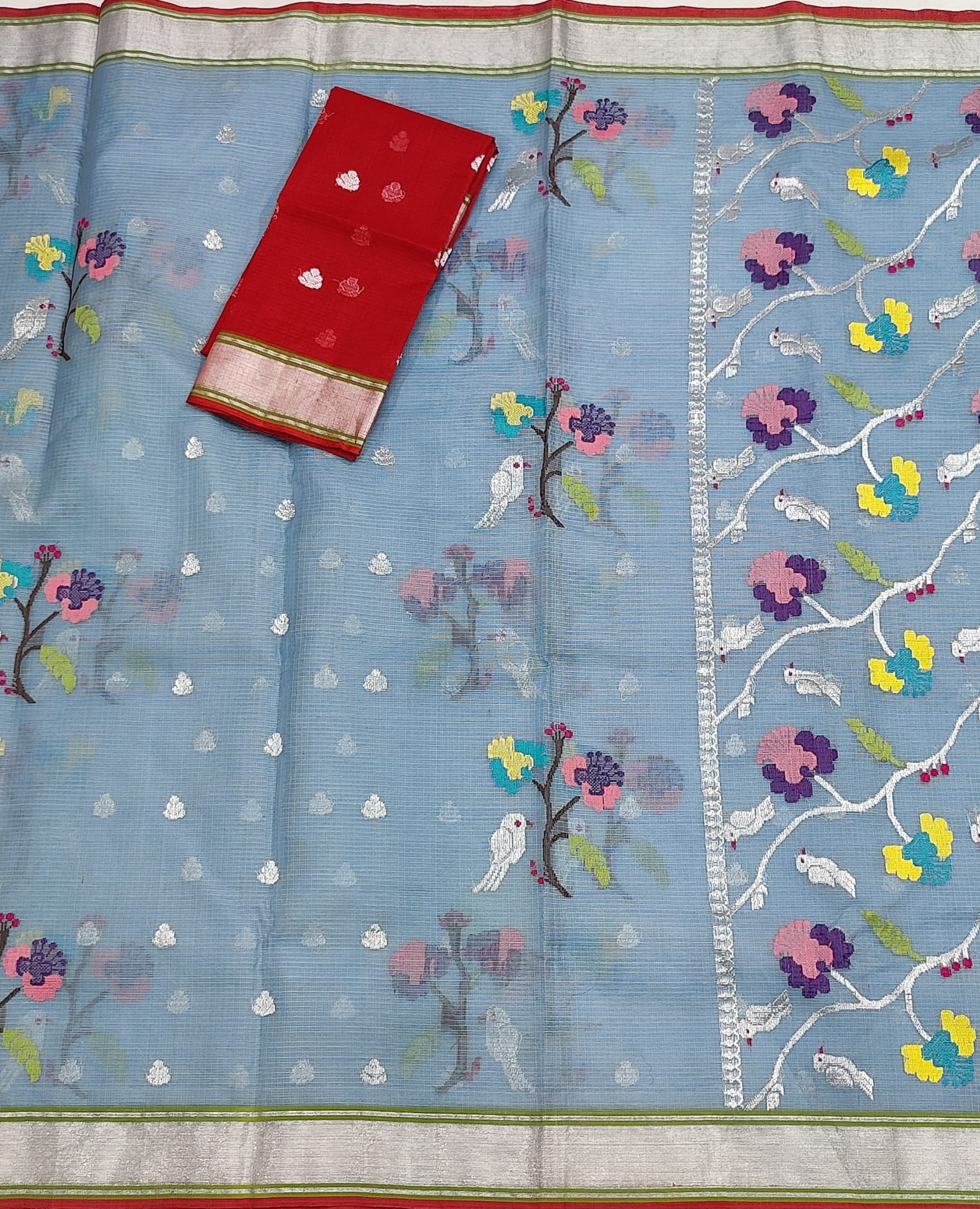PURE ZARIKOTA HANDLOOM BUTA SAREE WITH BLOUSE B1741 - Image 3