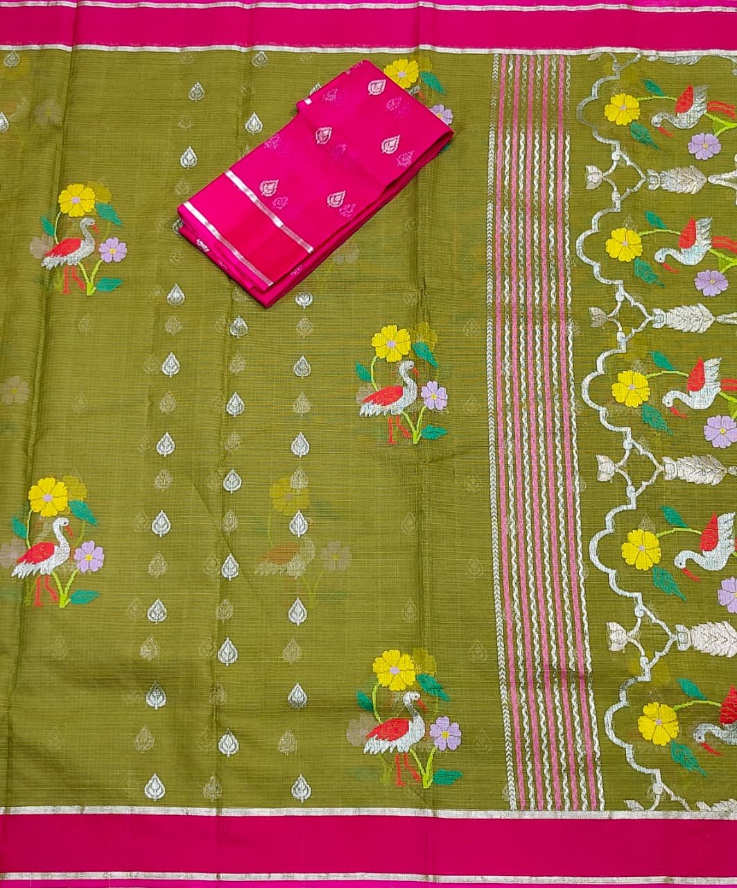 PURE ZARIKOTA HANDLOOM BUTA SAREE WITH BLOUSE B1742 - Image 2