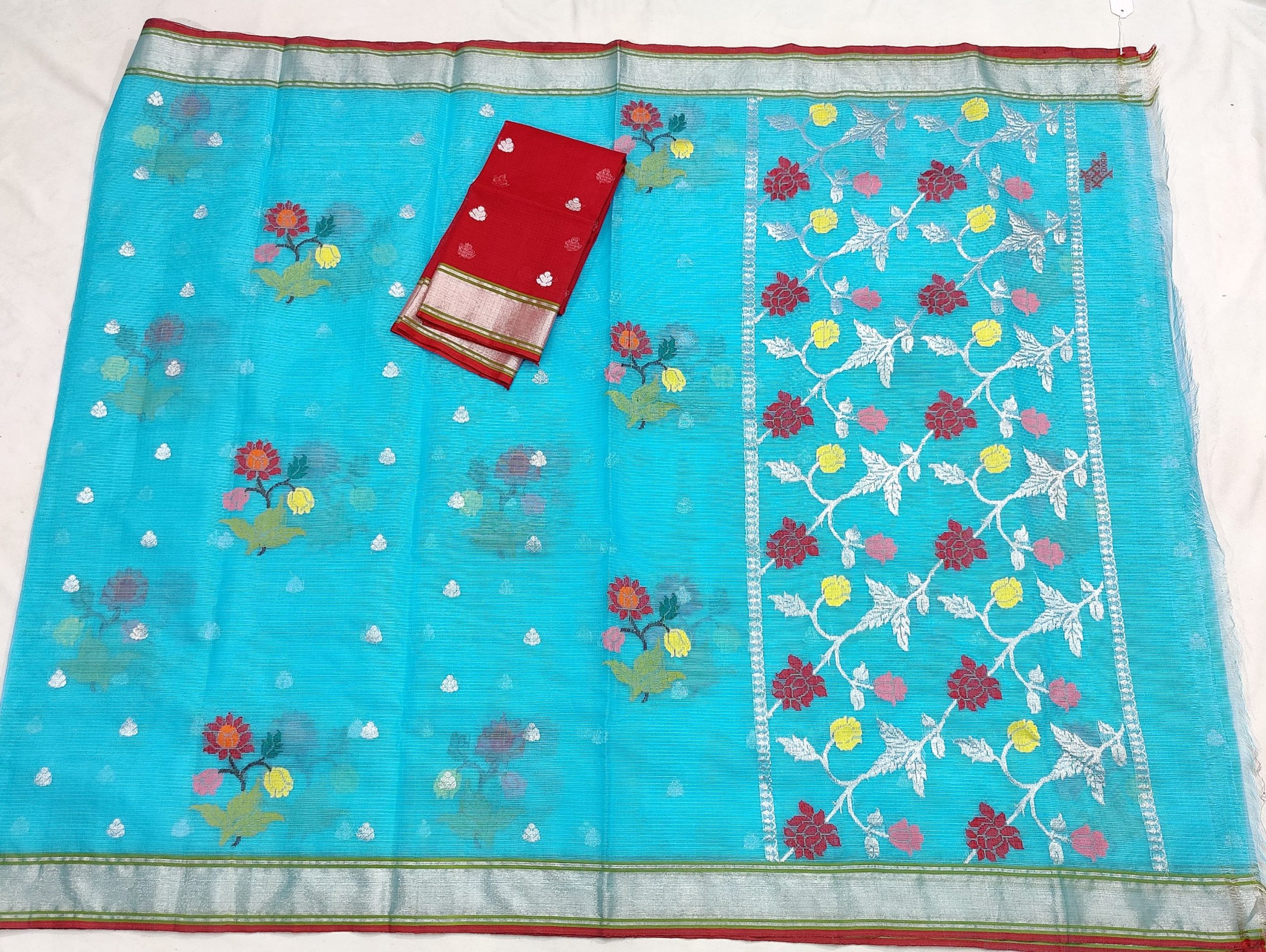 PURE ZARIKOTA HANDLOOM BUTA SAREE WITH BLOUSE B1744 - Image 4