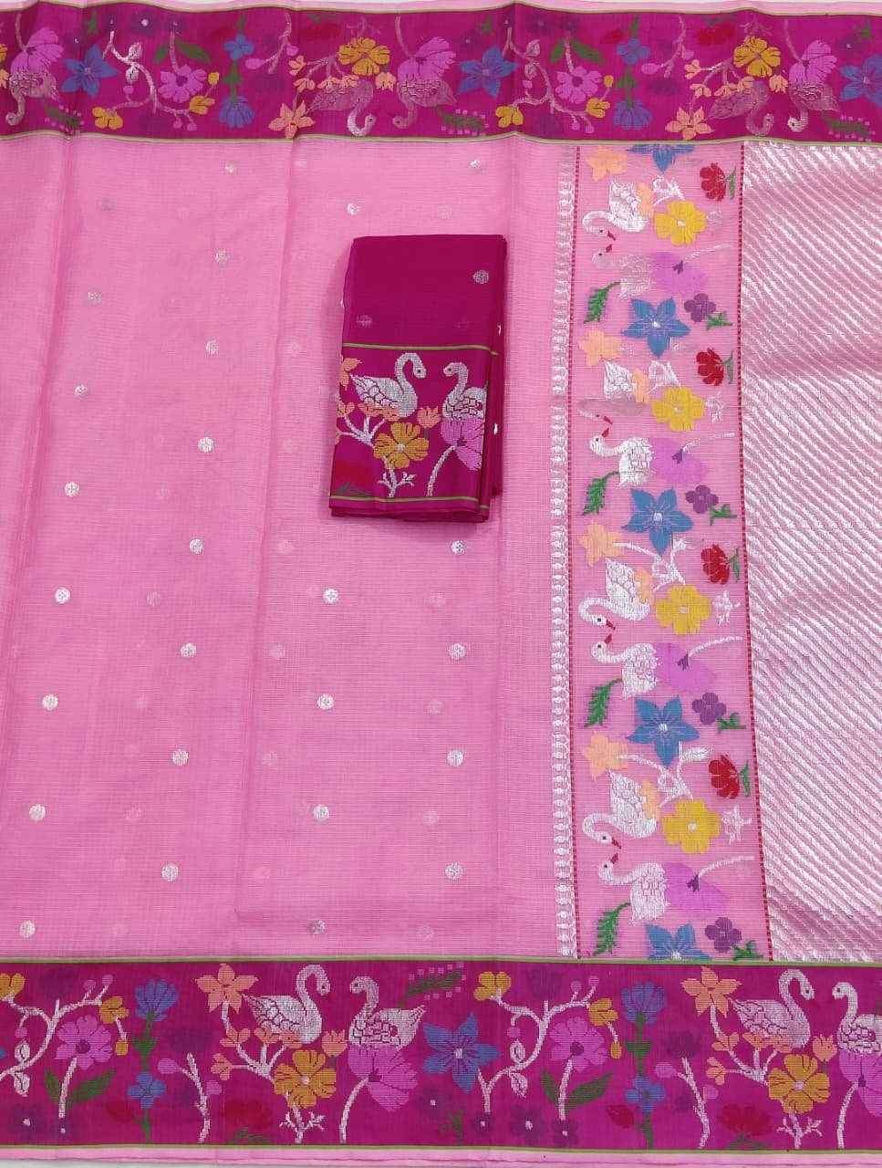 PURE BOTH SIDE PAITHANI BORDER ZARIKOTA HANDLOOM SAREE S-141 - Image 3
