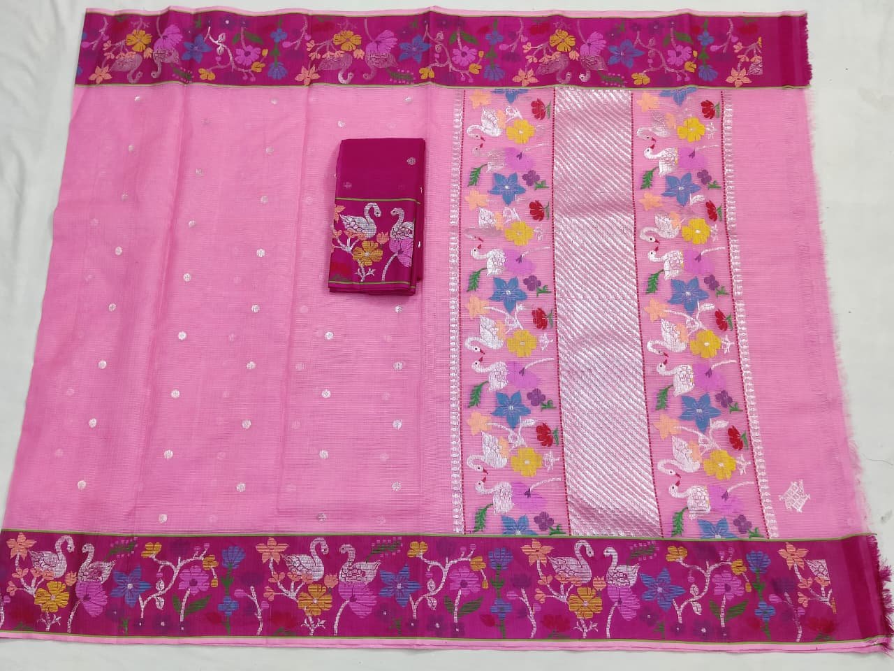 PURE BOTH SIDE PAITHANI BORDER ZARIKOTA HANDLOOM SAREE S-141 - Image 4