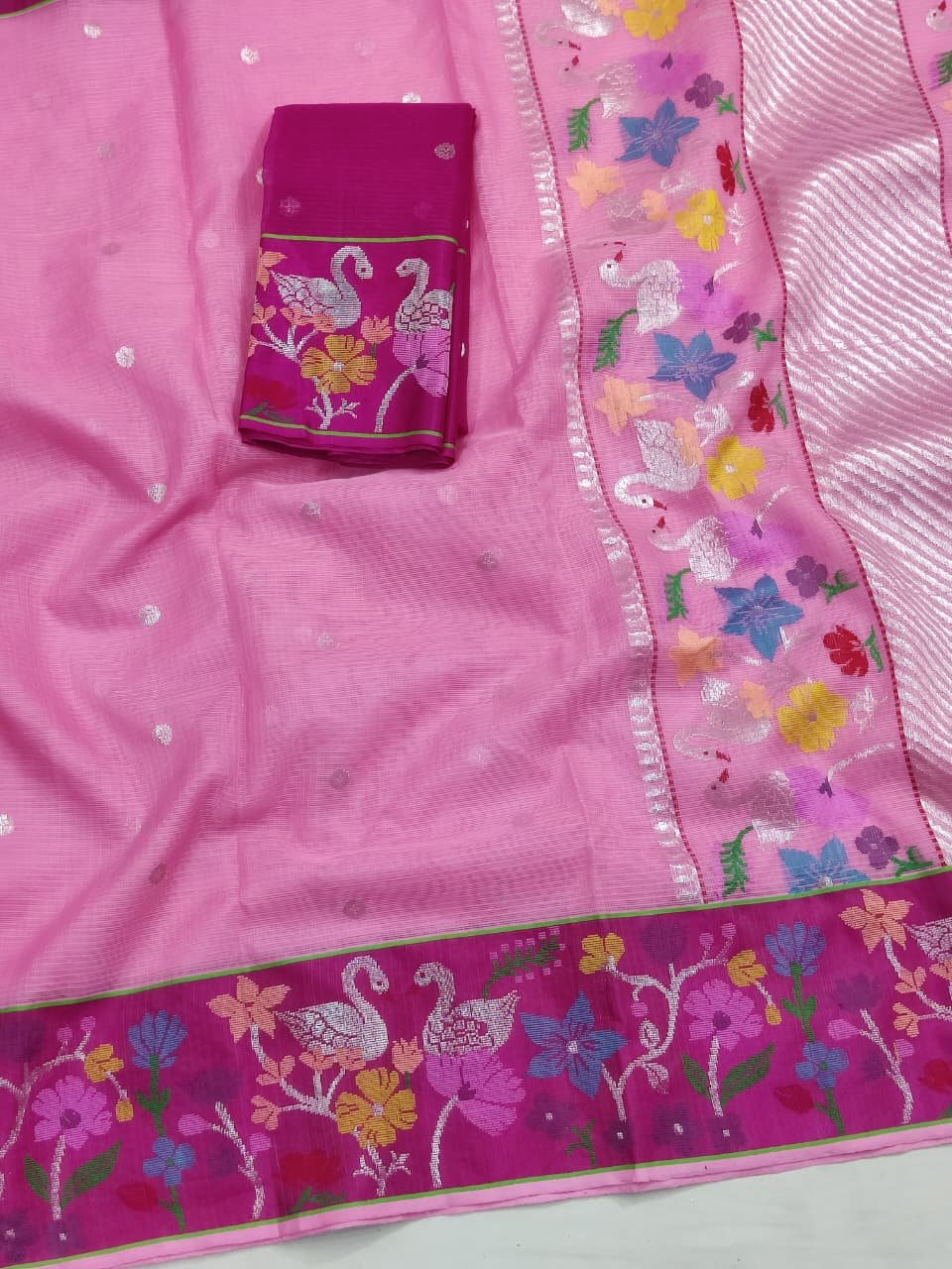 PURE BOTH SIDE PAITHANI BORDER ZARIKOTA HANDLOOM SAREE S-141 - Image 2