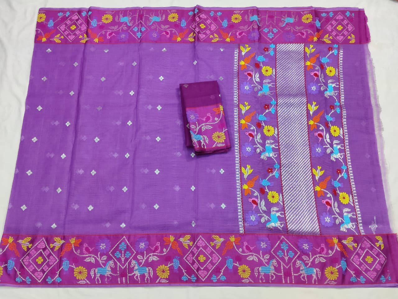PURE BOTH SIDE PAITHANI BORDER ZARIKOTA HANDLOOM SAREE S-142 - Image 4