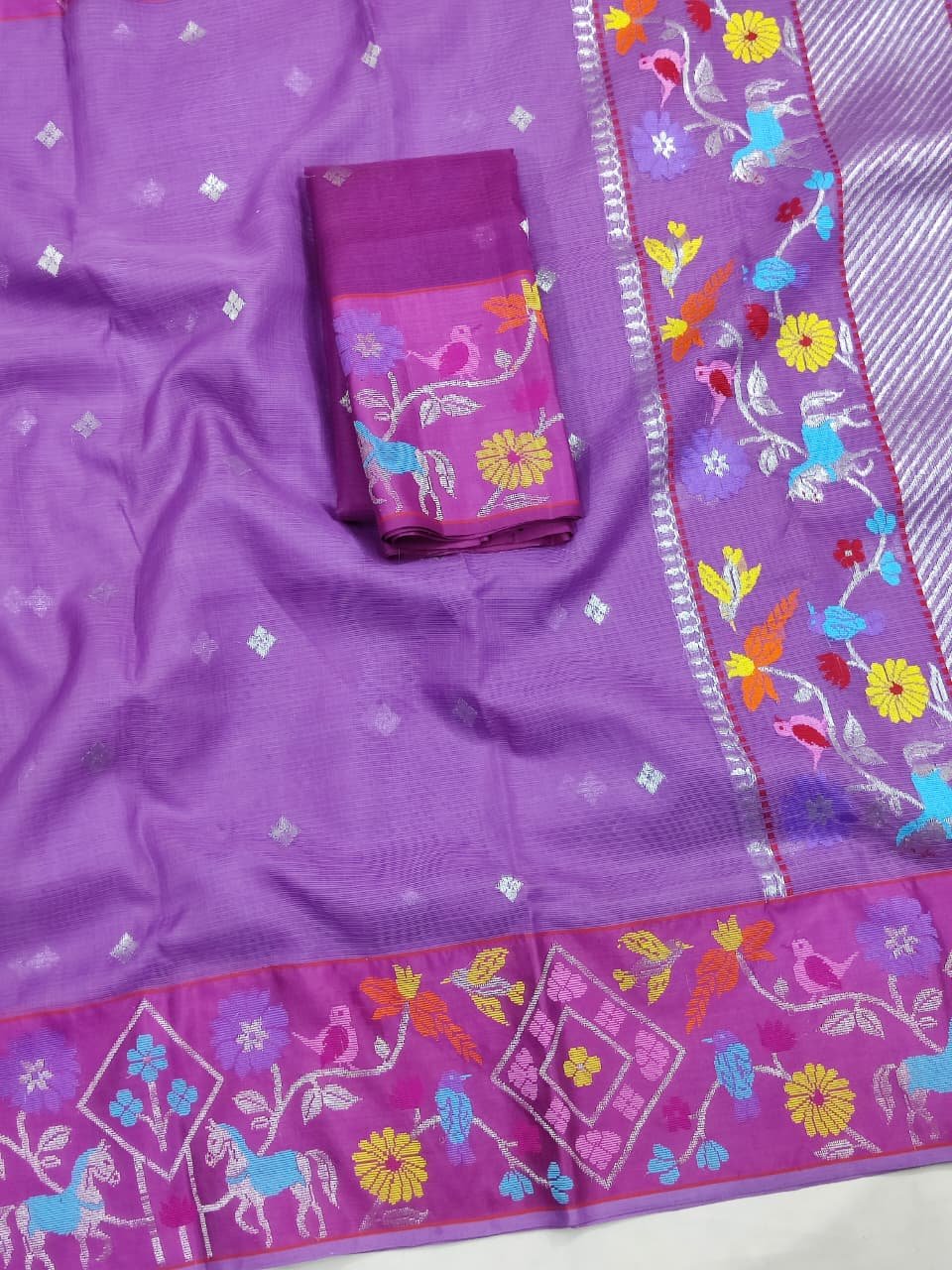 PURE BOTH SIDE PAITHANI BORDER ZARIKOTA HANDLOOM SAREE S-142 - Image 2