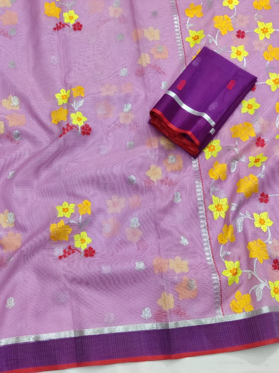 PURE ZARIKOTA HANDLOOM BUTA SAREE WITH BLOUSE B1583 - Image 2