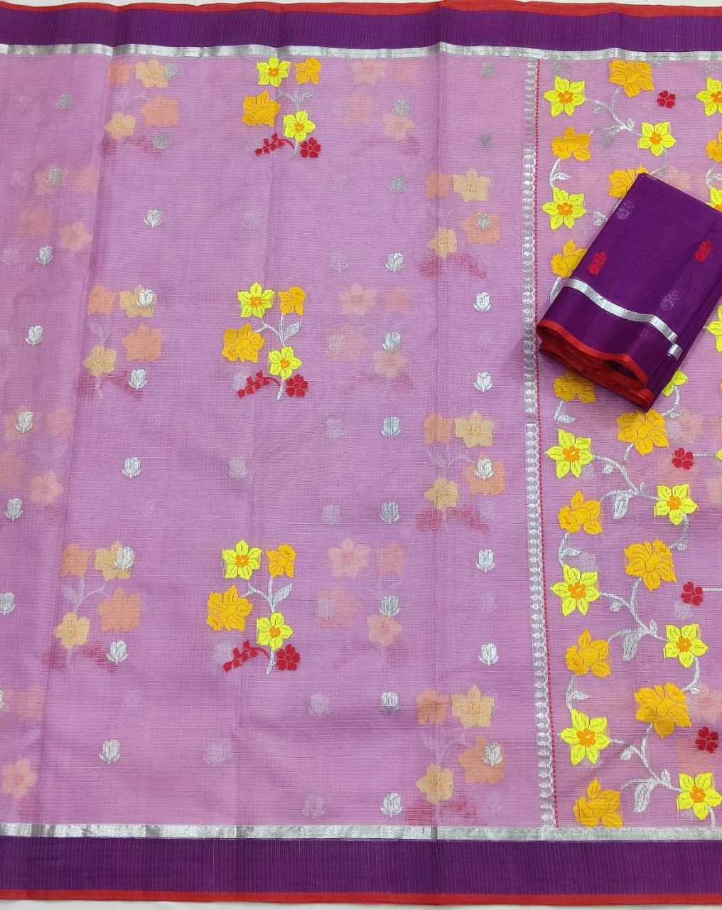 PURE ZARIKOTA HANDLOOM BUTA SAREE WITH BLOUSE B1583 - Image 3