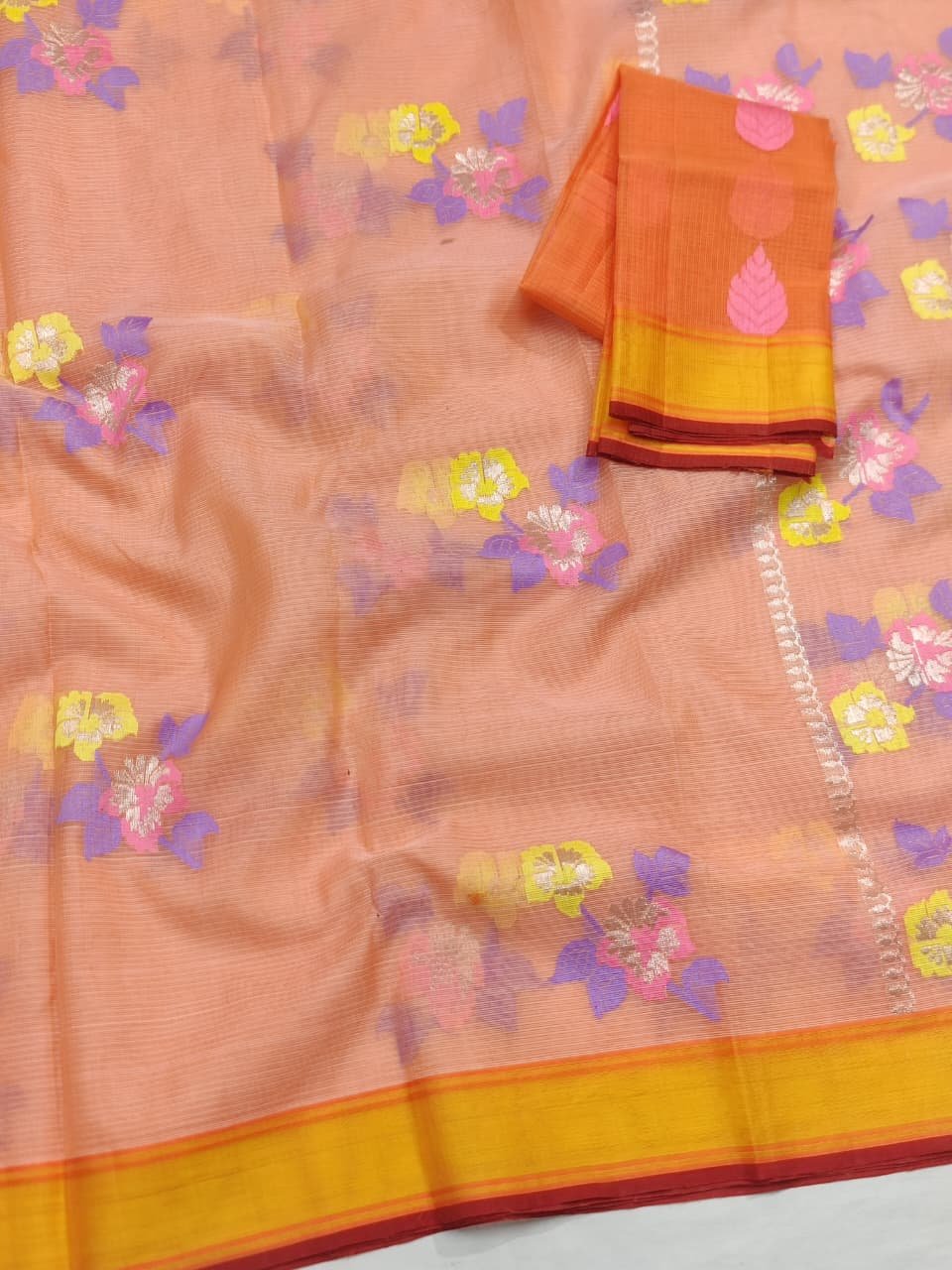 PURE ZARIKOTA HANDLOOM BUTA SAREE WITH BLOUSE B1747 - Image 2