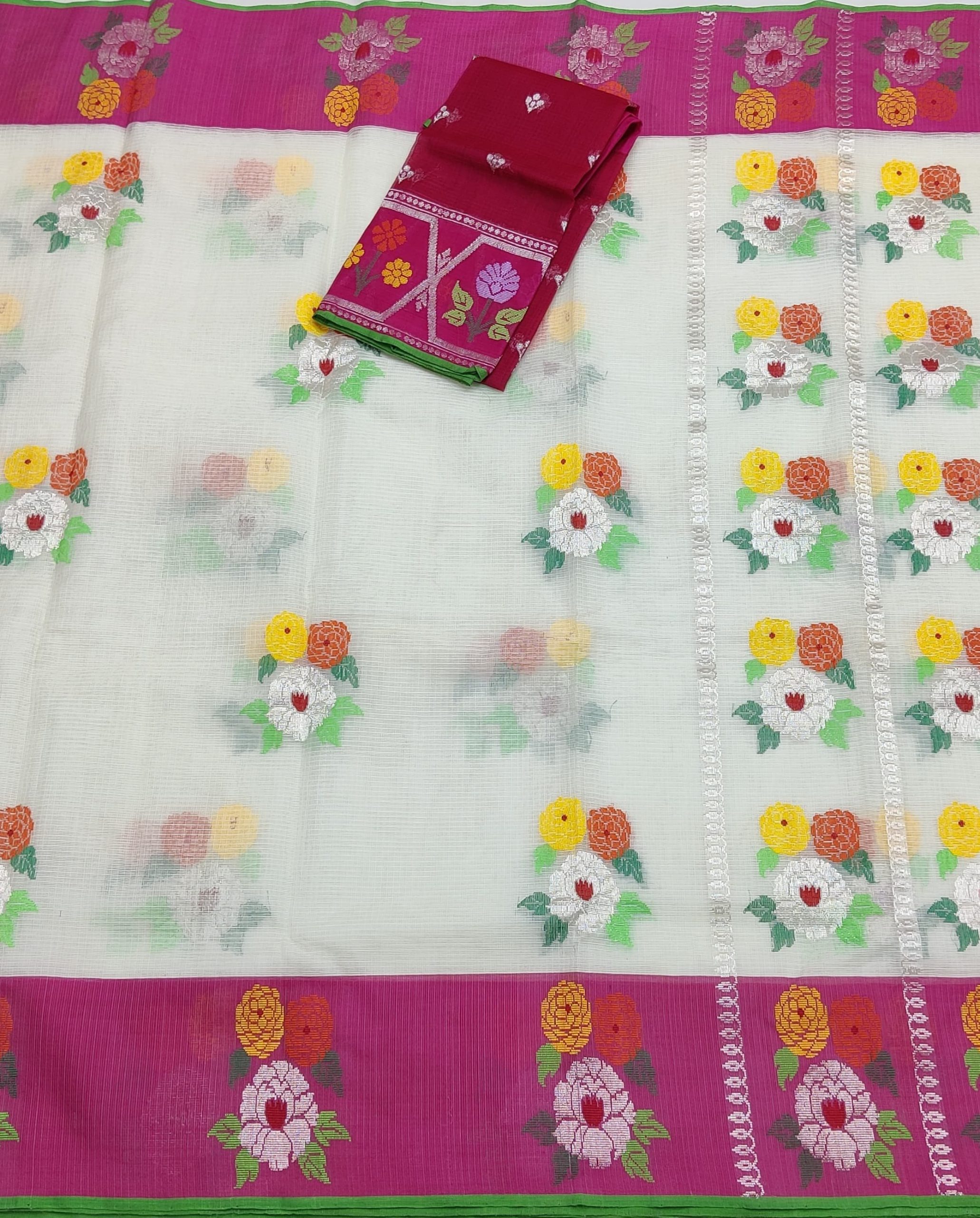 PURE ZARIKOTA HANDLOOM BUTA SAREE WITH BLOUSE B1758 - Image 3