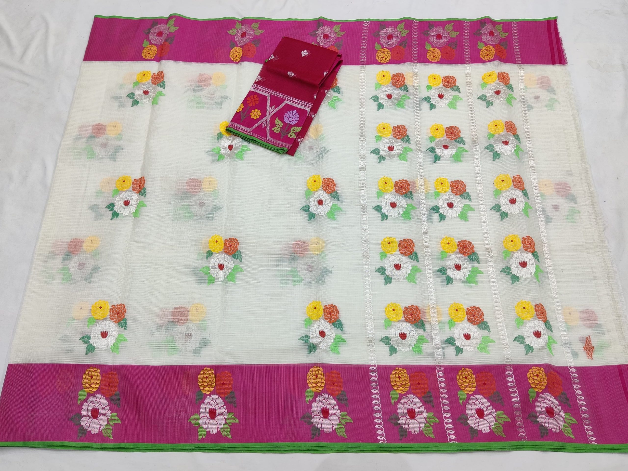PURE ZARIKOTA HANDLOOM BUTA SAREE WITH BLOUSE B1758 - Image 4