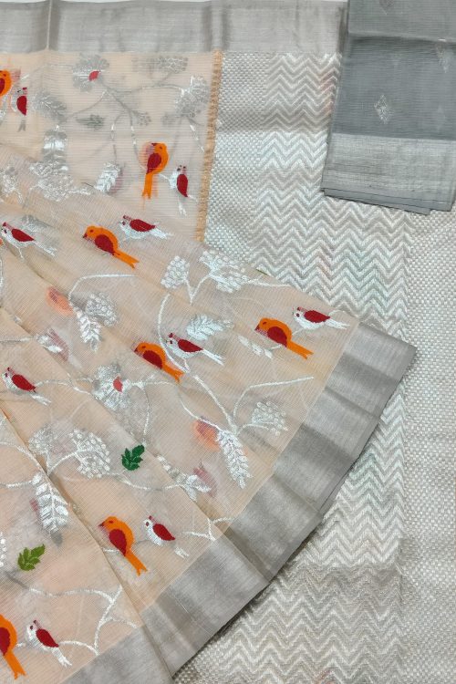 PURE ALL OVER JAAL ZARIKOTA HANDLOOM SAREE WITH BLOUSE_J587