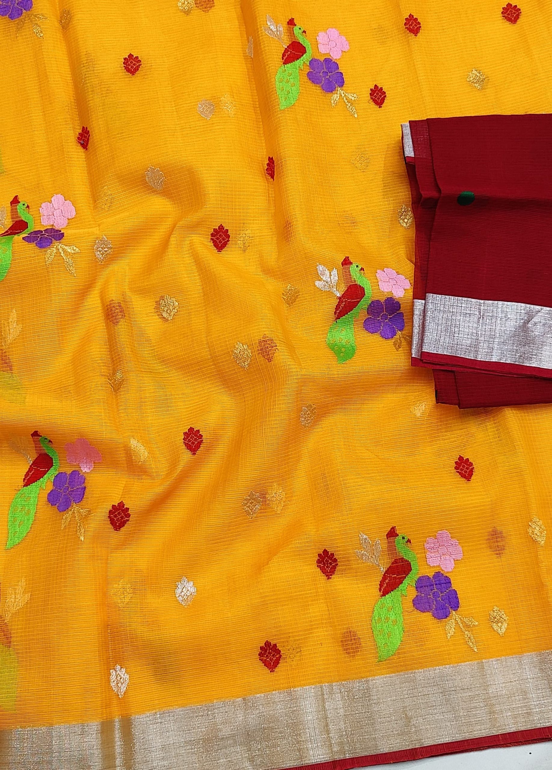 PURE ZARIKOTA HANDLOOM BUTA SAREE WITH BLOUSE B1762 - Image 3