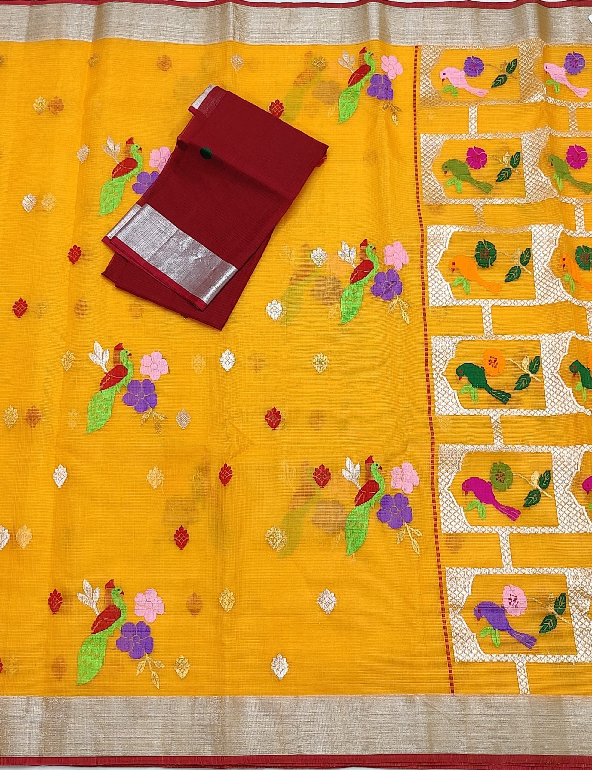 PURE ZARIKOTA HANDLOOM BUTA SAREE WITH BLOUSE B1762 - Image 2
