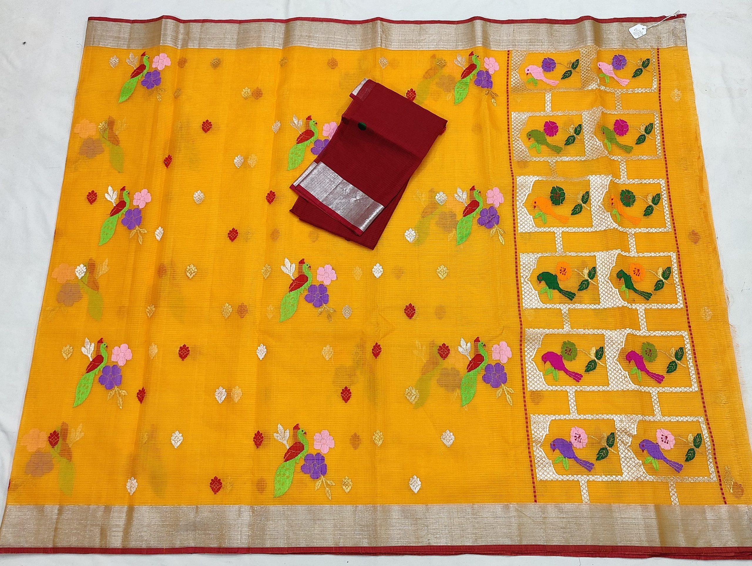 PURE ZARIKOTA HANDLOOM BUTA SAREE WITH BLOUSE B1762 - Image 4