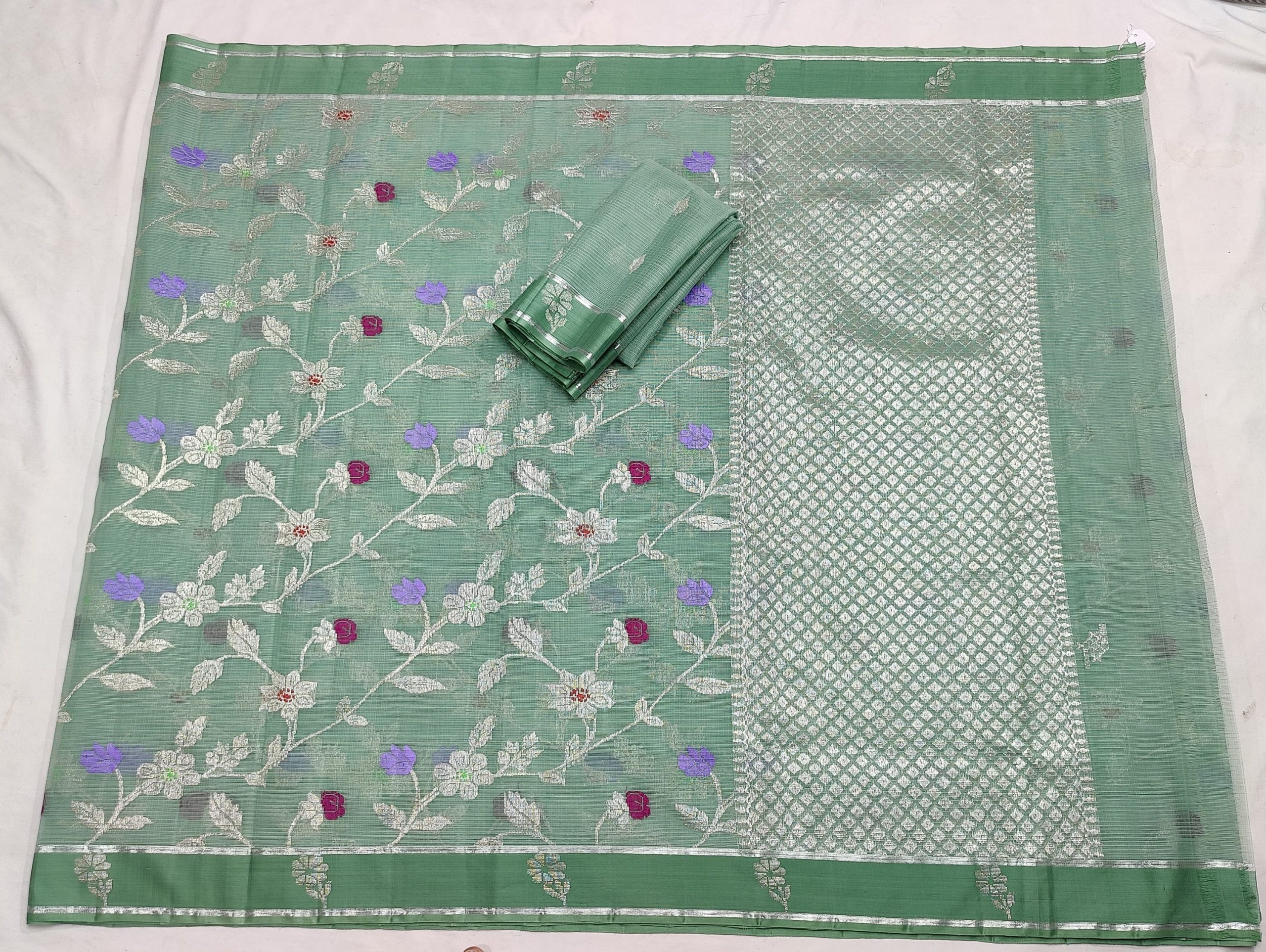 PURE ALL OVER JAAL ZARIKOTA HANDLOOM SAREE WITH BLOUSE_J586 - Image 4