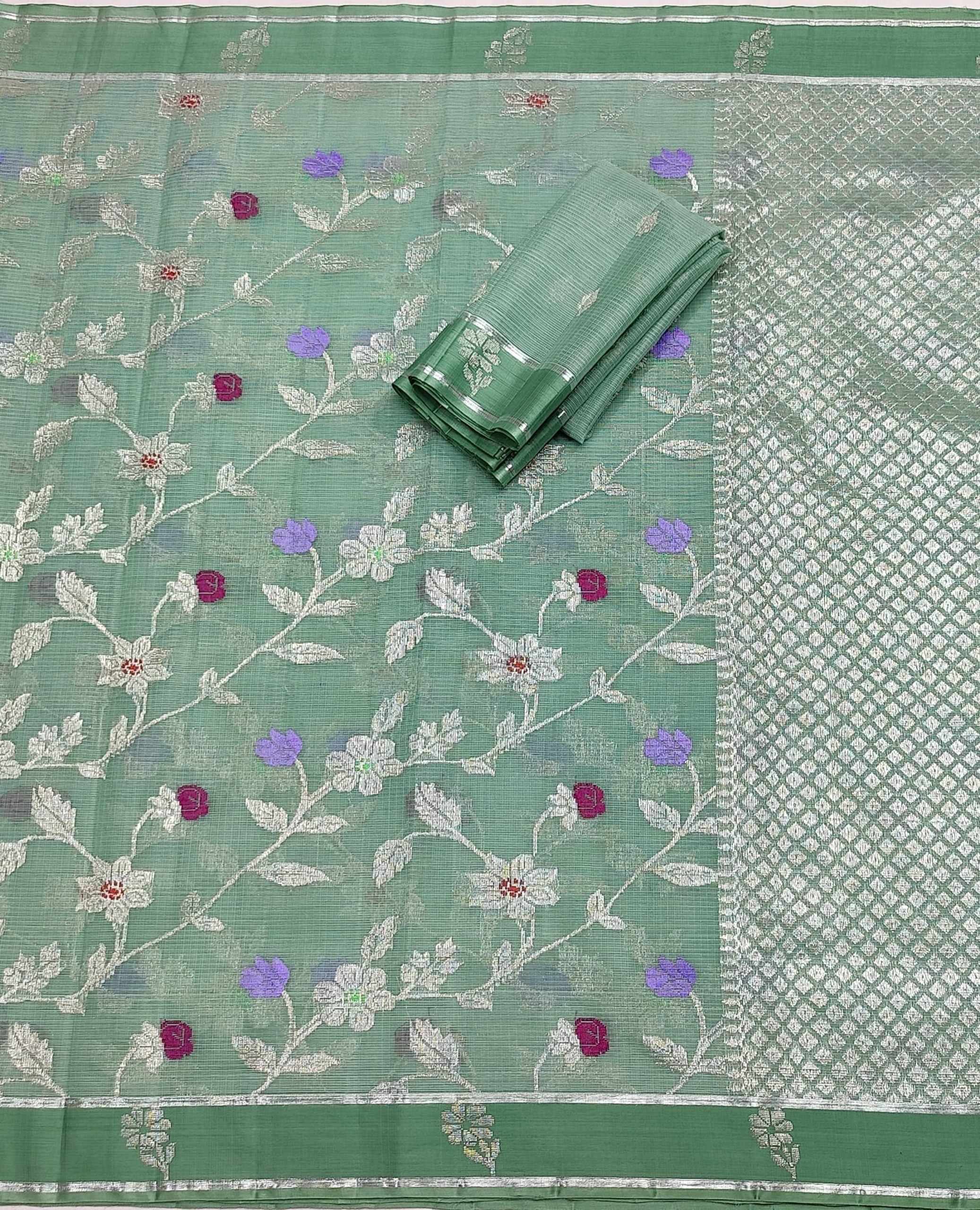 PURE ALL OVER JAAL ZARIKOTA HANDLOOM SAREE WITH BLOUSE_J586 - Image 3