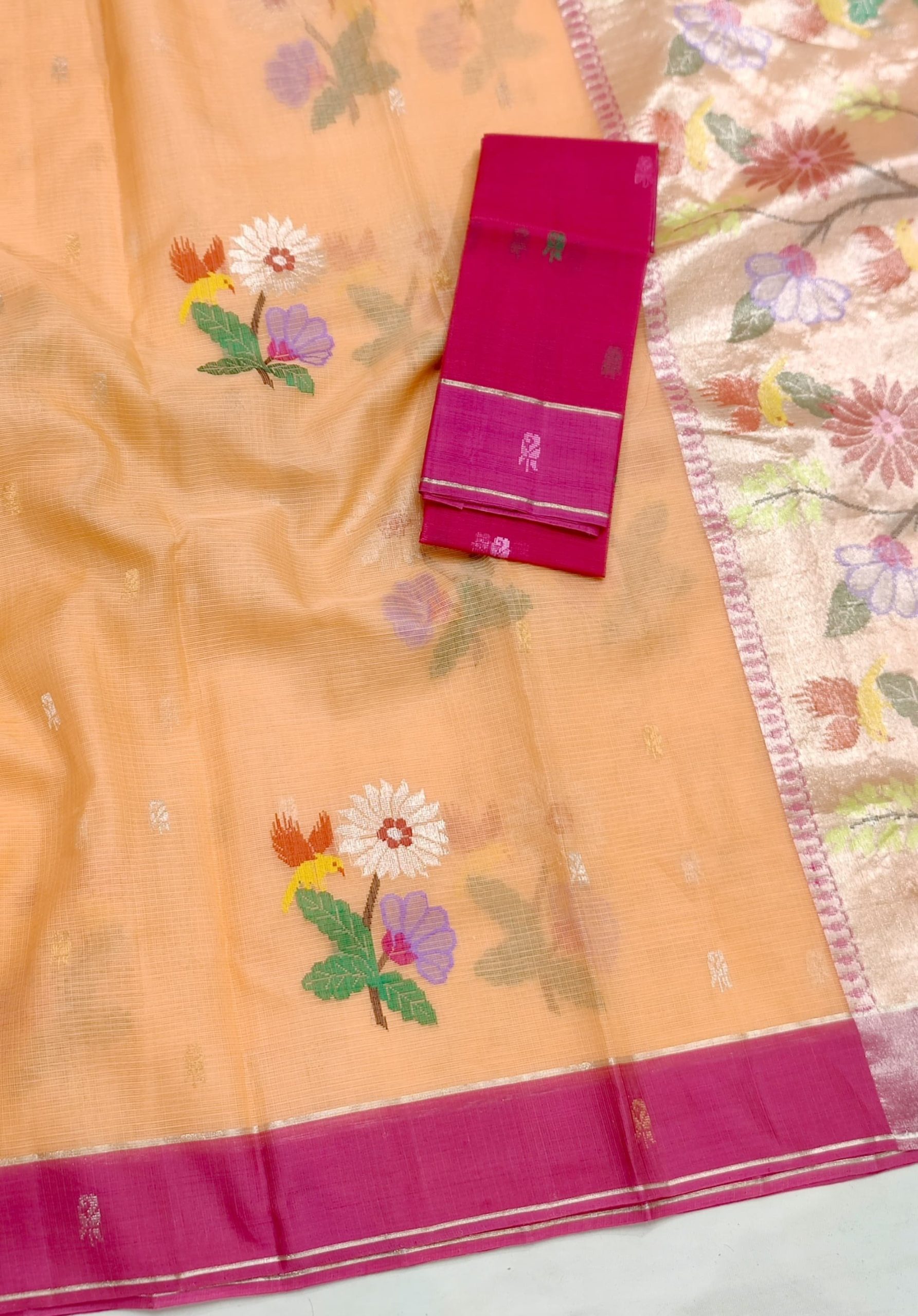 PURE ZARIKOTA HANDLOOM BUTA SAREE WITH BLOUSE B1749 - Image 2