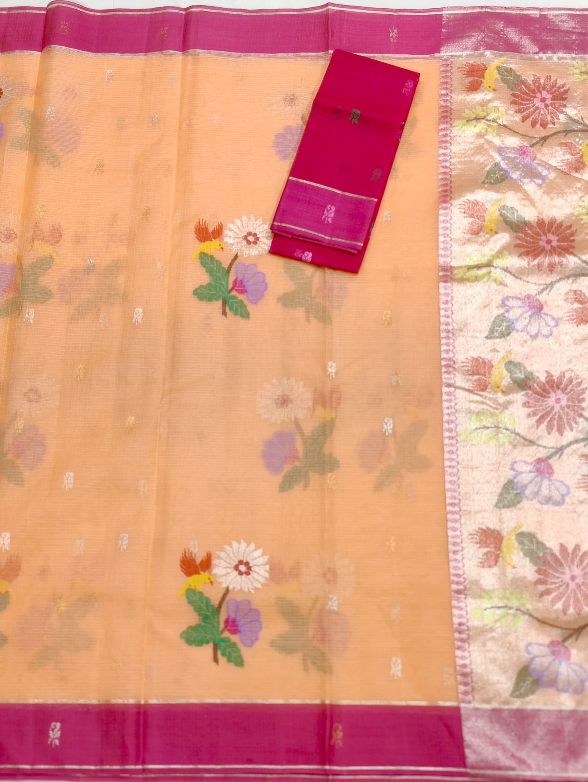 PURE ZARIKOTA HANDLOOM BUTA SAREE WITH BLOUSE B1749 - Image 3