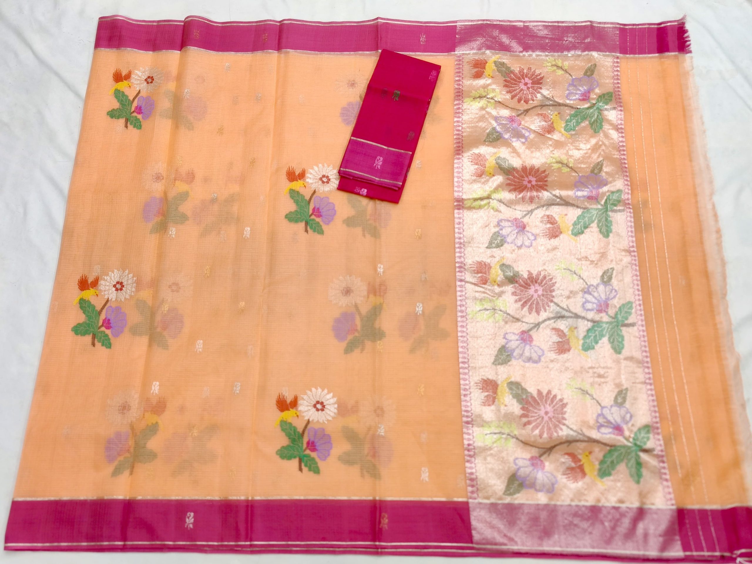 PURE ZARIKOTA HANDLOOM BUTA SAREE WITH BLOUSE B1749 - Image 4