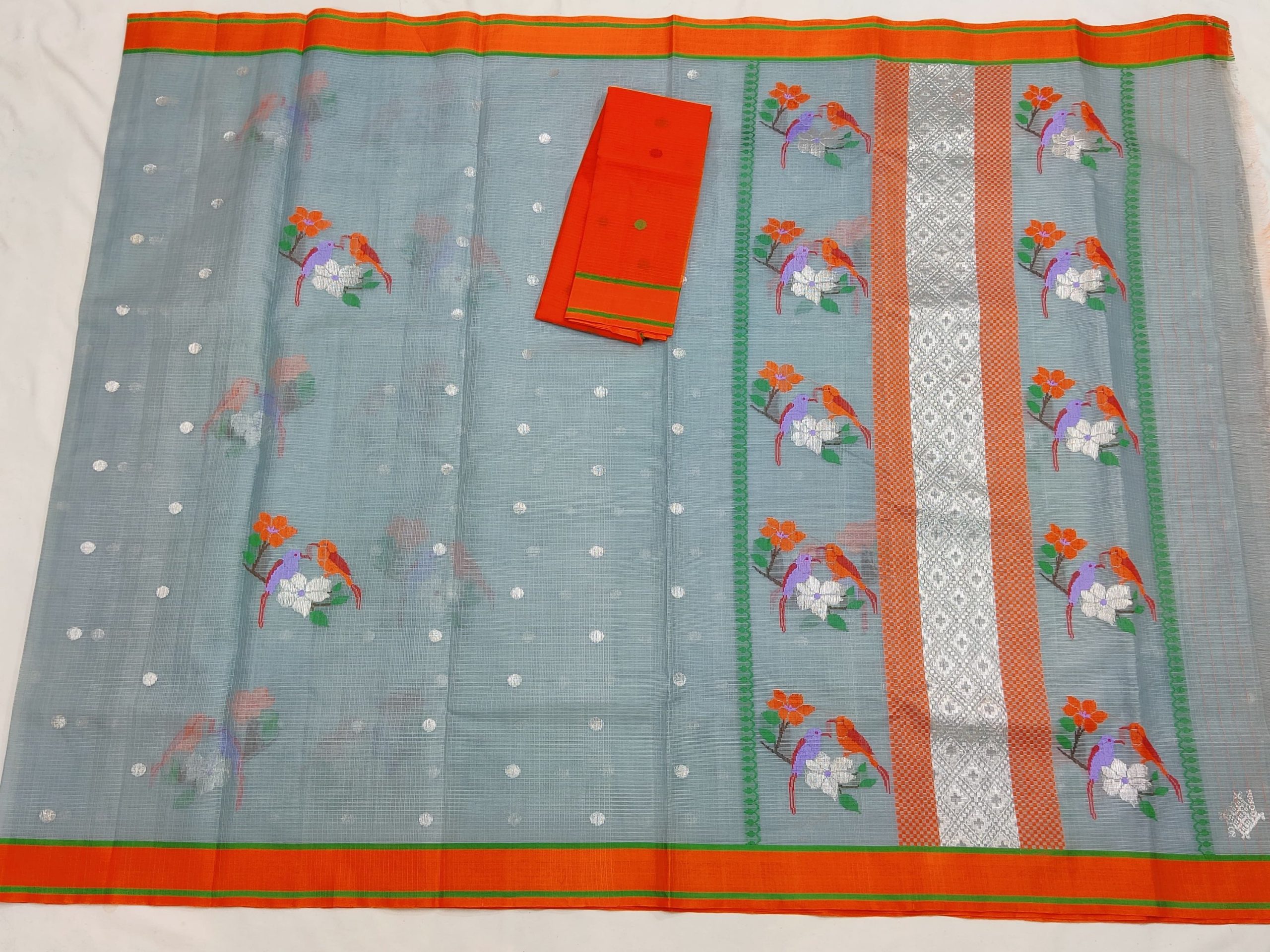 PURE ZARIKOTA HANDLOOM BUTA SAREE WITH BLOUSE B1752 - Image 4