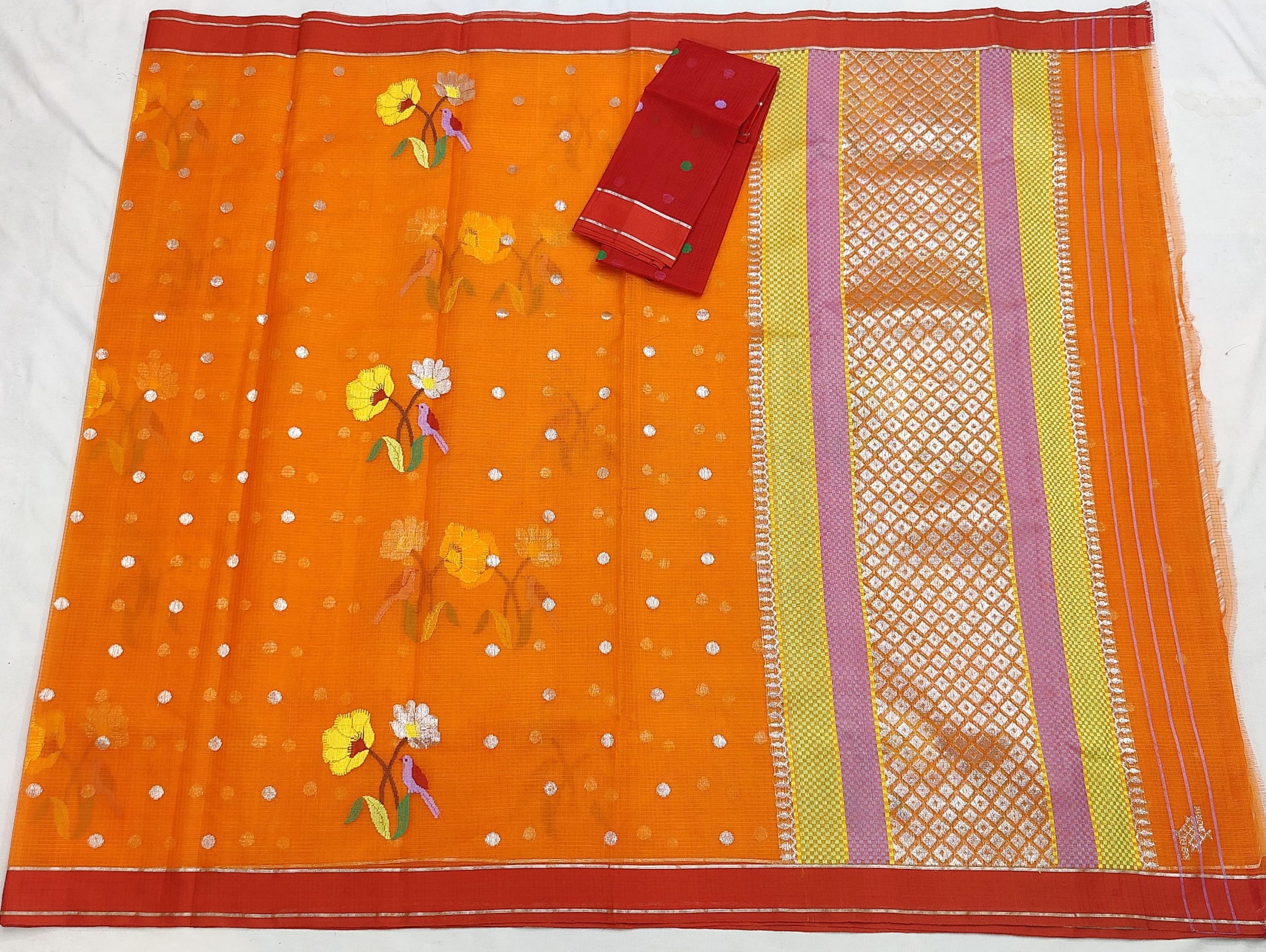 PURE ZARIKOTA HANDLOOM BUTA SAREE WITH BLOUSE B1753 - Image 4