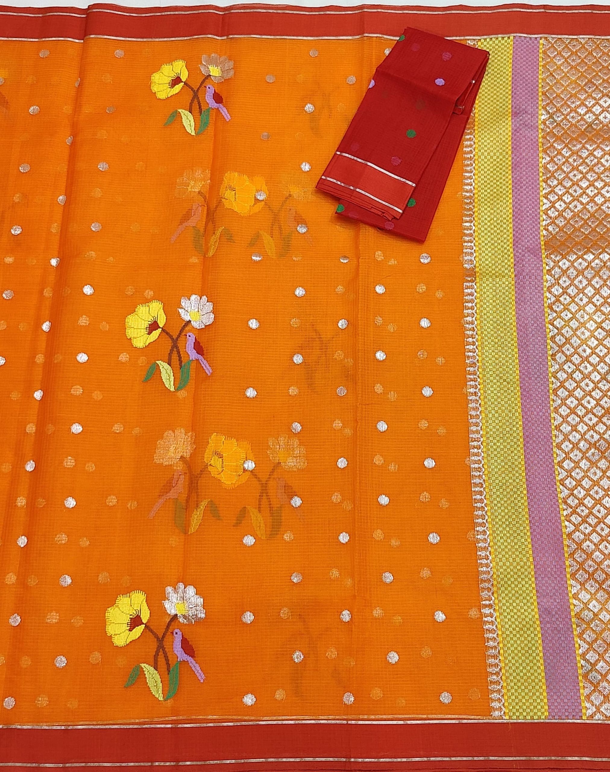 PURE ZARIKOTA HANDLOOM BUTA SAREE WITH BLOUSE B1753 - Image 3
