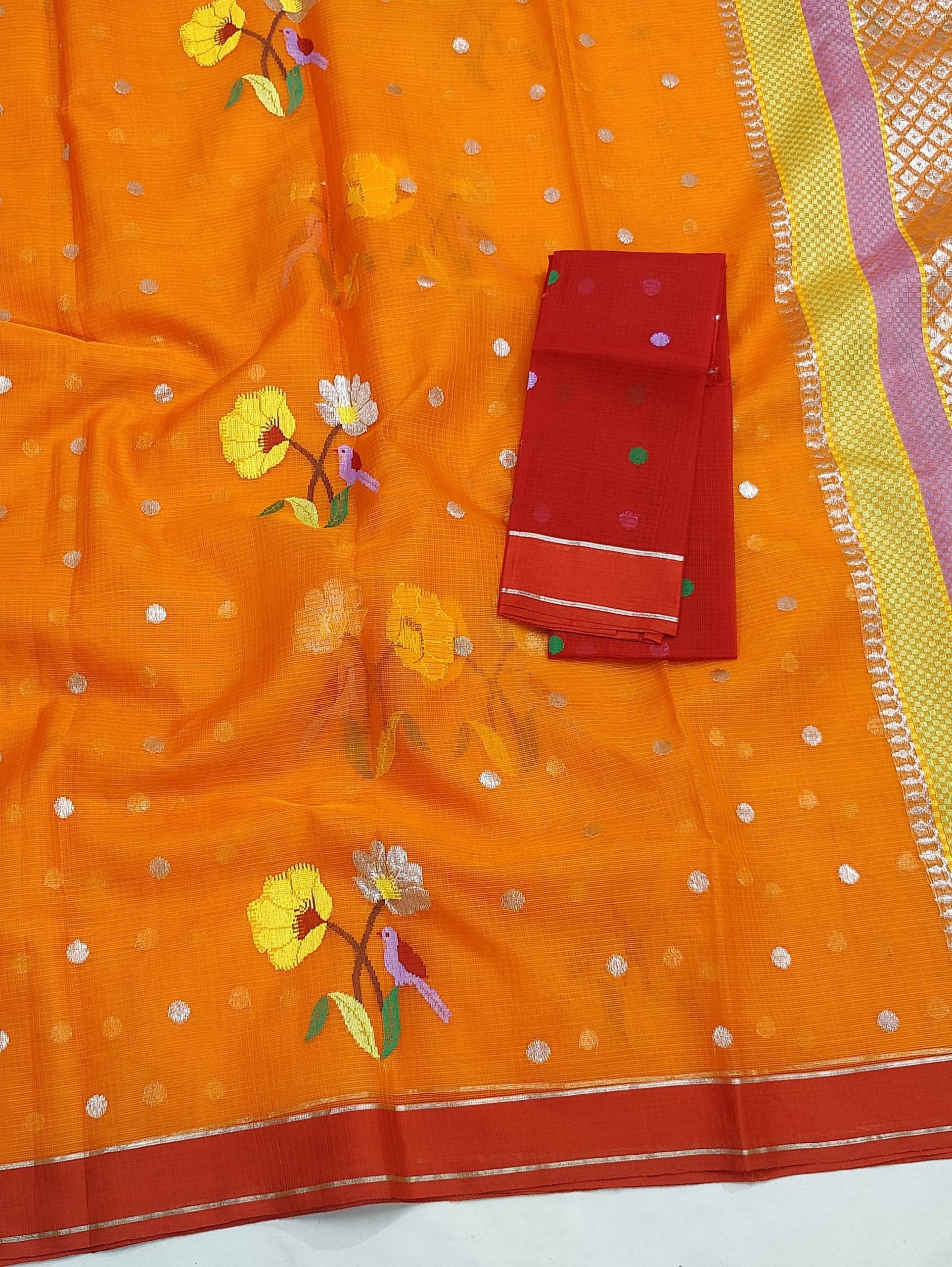 PURE ZARIKOTA HANDLOOM BUTA SAREE WITH BLOUSE B1753 - Image 2
