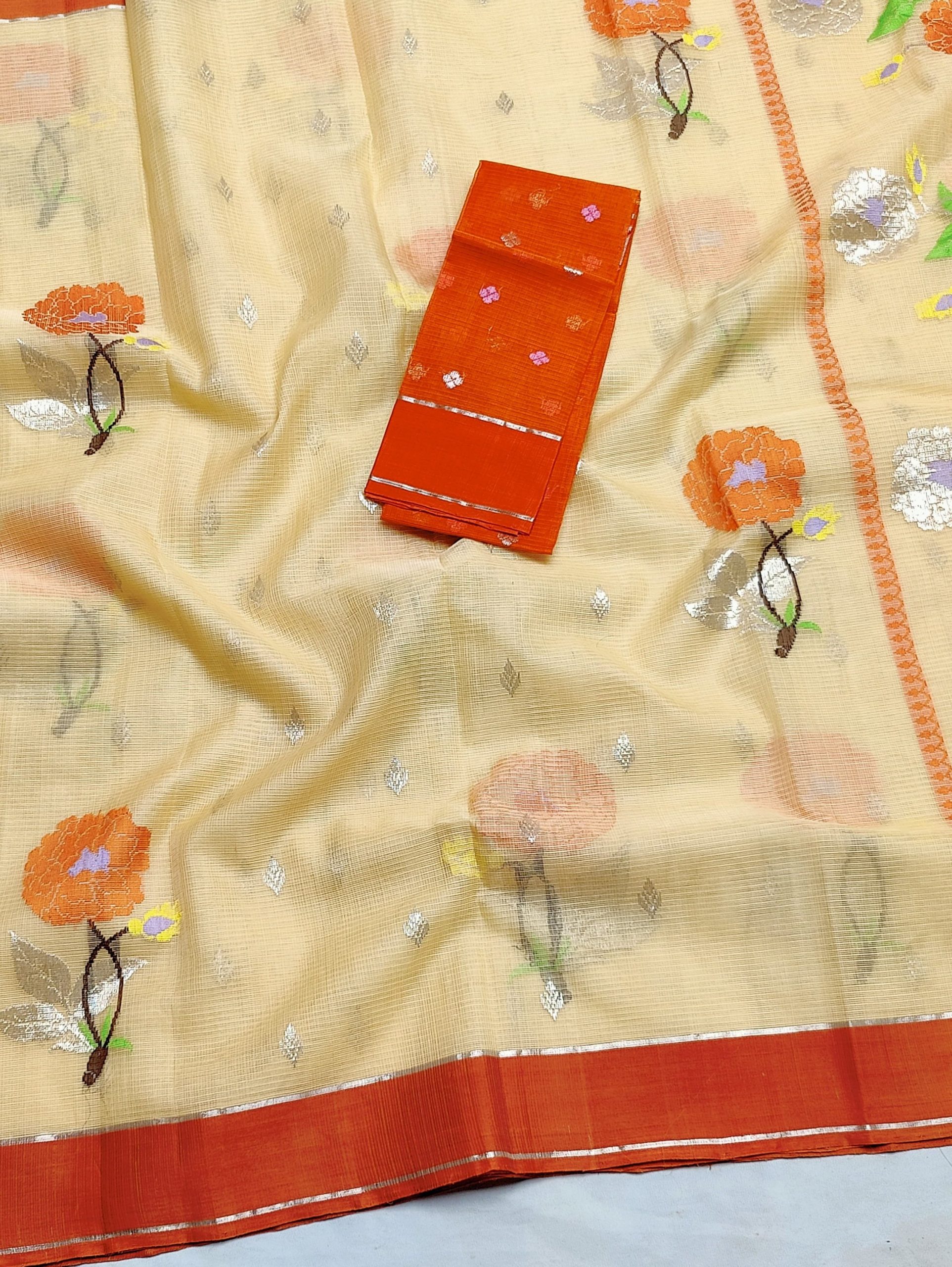 PURE ZARIKOTA HANDLOOM BUTA SAREE WITH BLOUSE B1754 - Image 2
