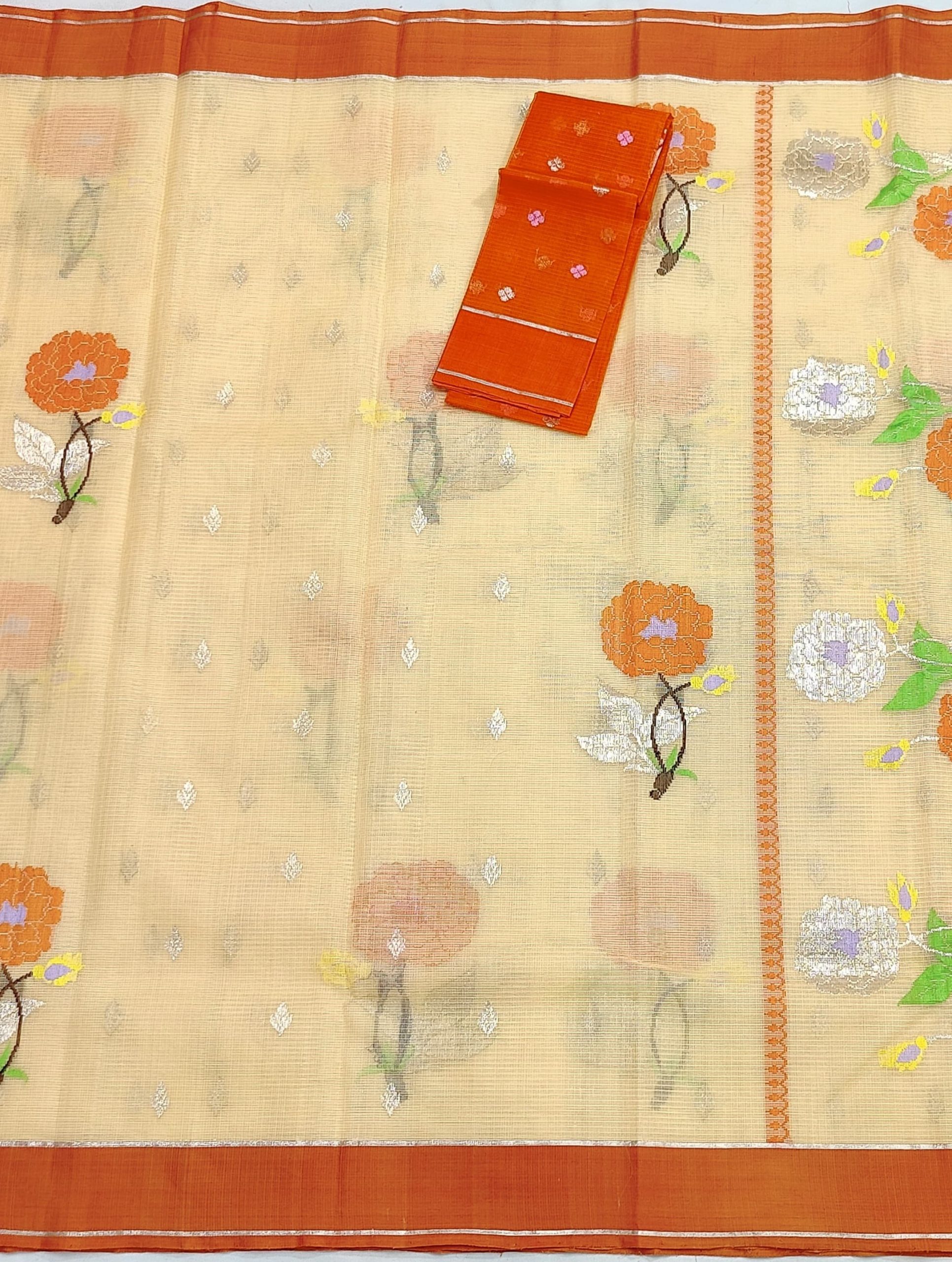 PURE ZARIKOTA HANDLOOM BUTA SAREE WITH BLOUSE B1754 - Image 3