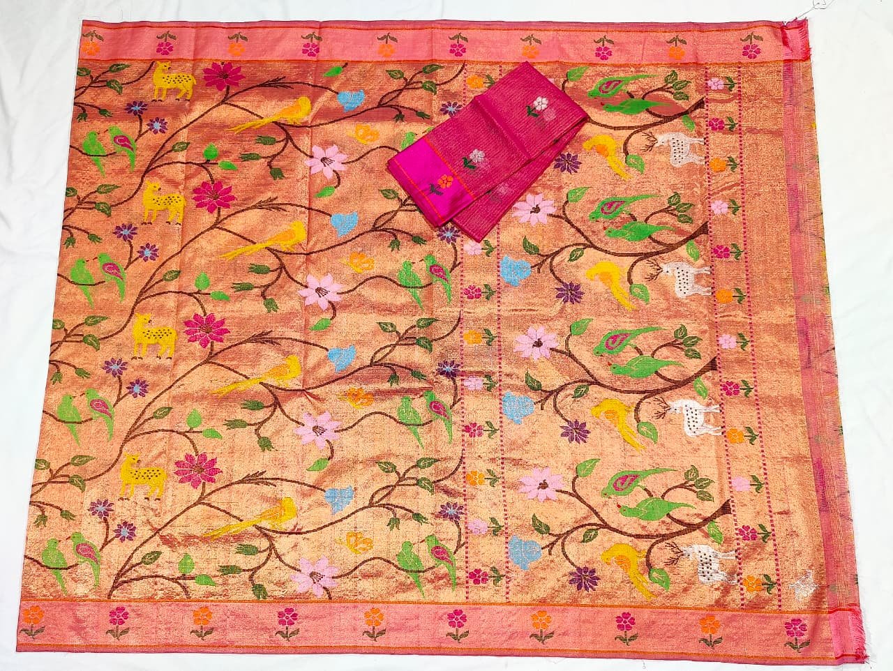 PURE GOLD DUBBLE TISSUE ALL OVER JAAL ZARIKOTA HANDLOOM SAREE_T-387 - Image 4
