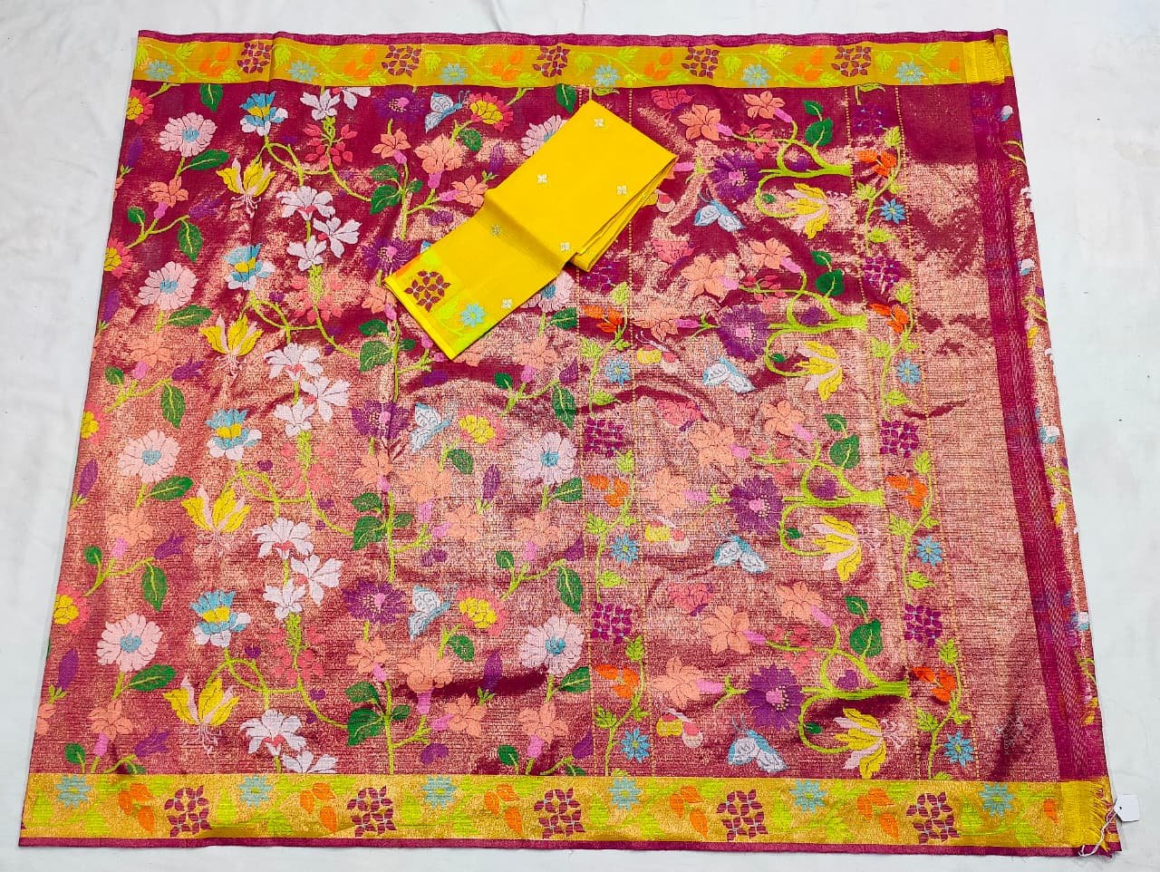 PURE GOLD DUBBLE TISSUE ALL OVER JAAL ZARIKOTA HANDLOOM SAREE_T-398 - Image 4