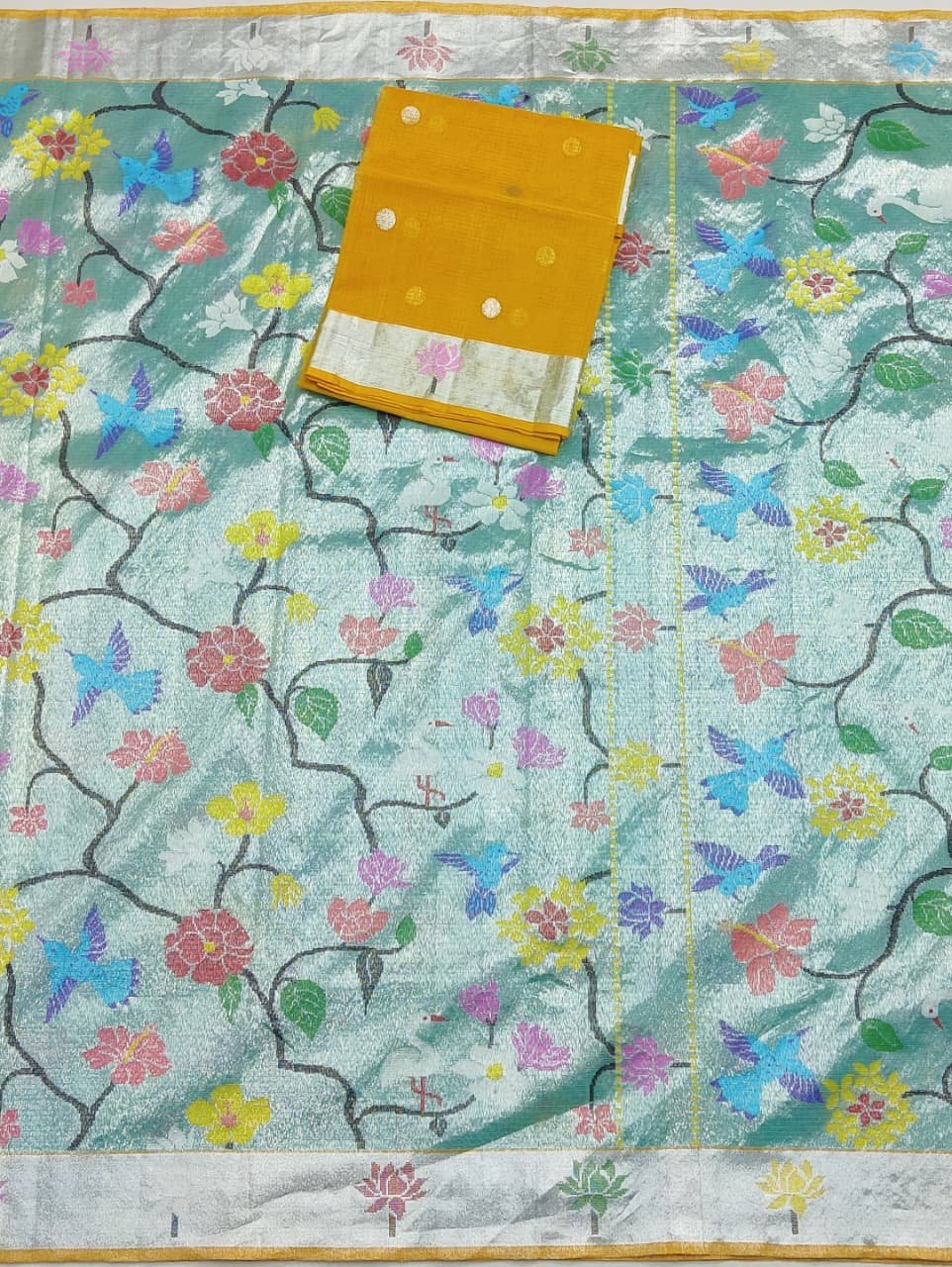 PURE GOLD DUBBLE TISSUE ALL OVER JAAL ZARIKOTA HANDLOOM SAREE_T-397 - Image 3