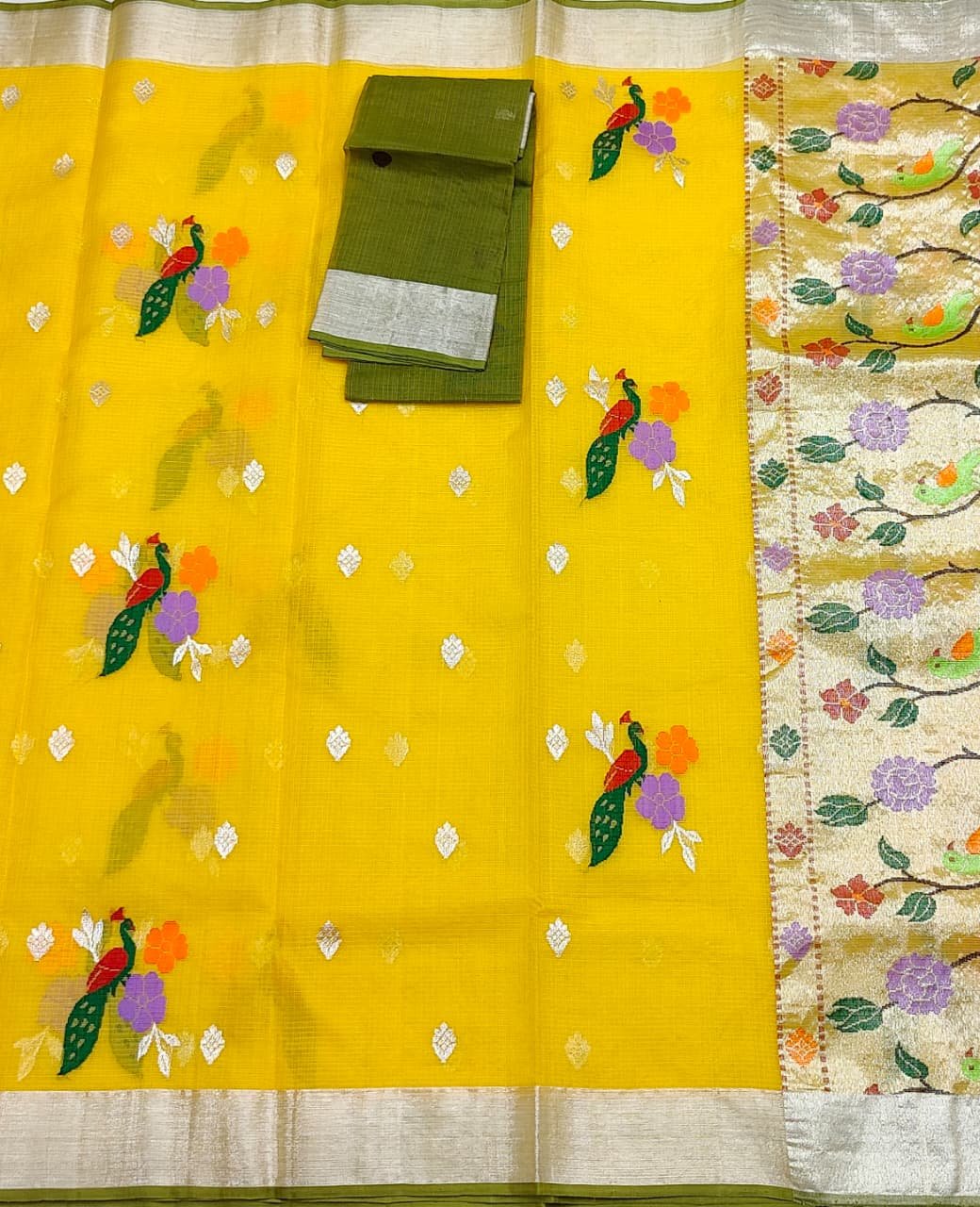 PURE ZARIKOTA HANDLOOM BUTA SAREE WITH BLOUSE B1779 - Image 3