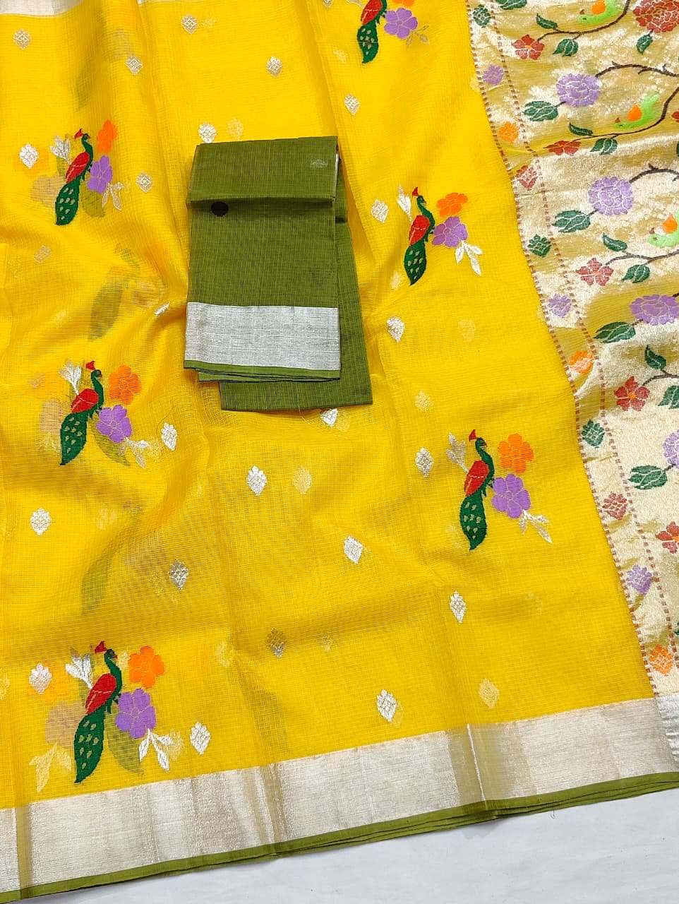 PURE ZARIKOTA HANDLOOM BUTA SAREE WITH BLOUSE B1779 - Image 2