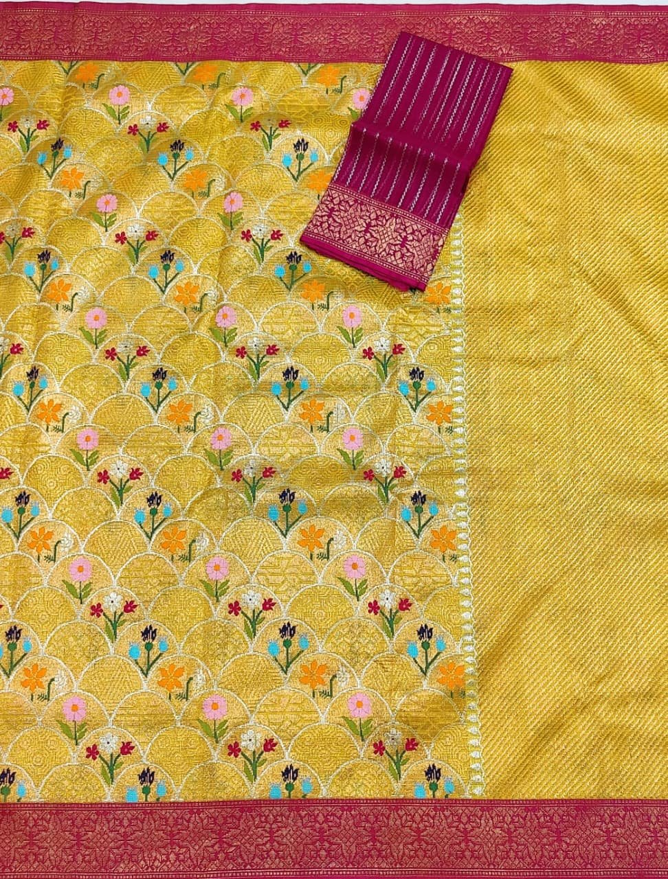 PURE ZAMAWAR WITH BOTH SIDE KANCHI BORDER ZARIKOTA HANDLOOM SAREE_Z59 - Image 3